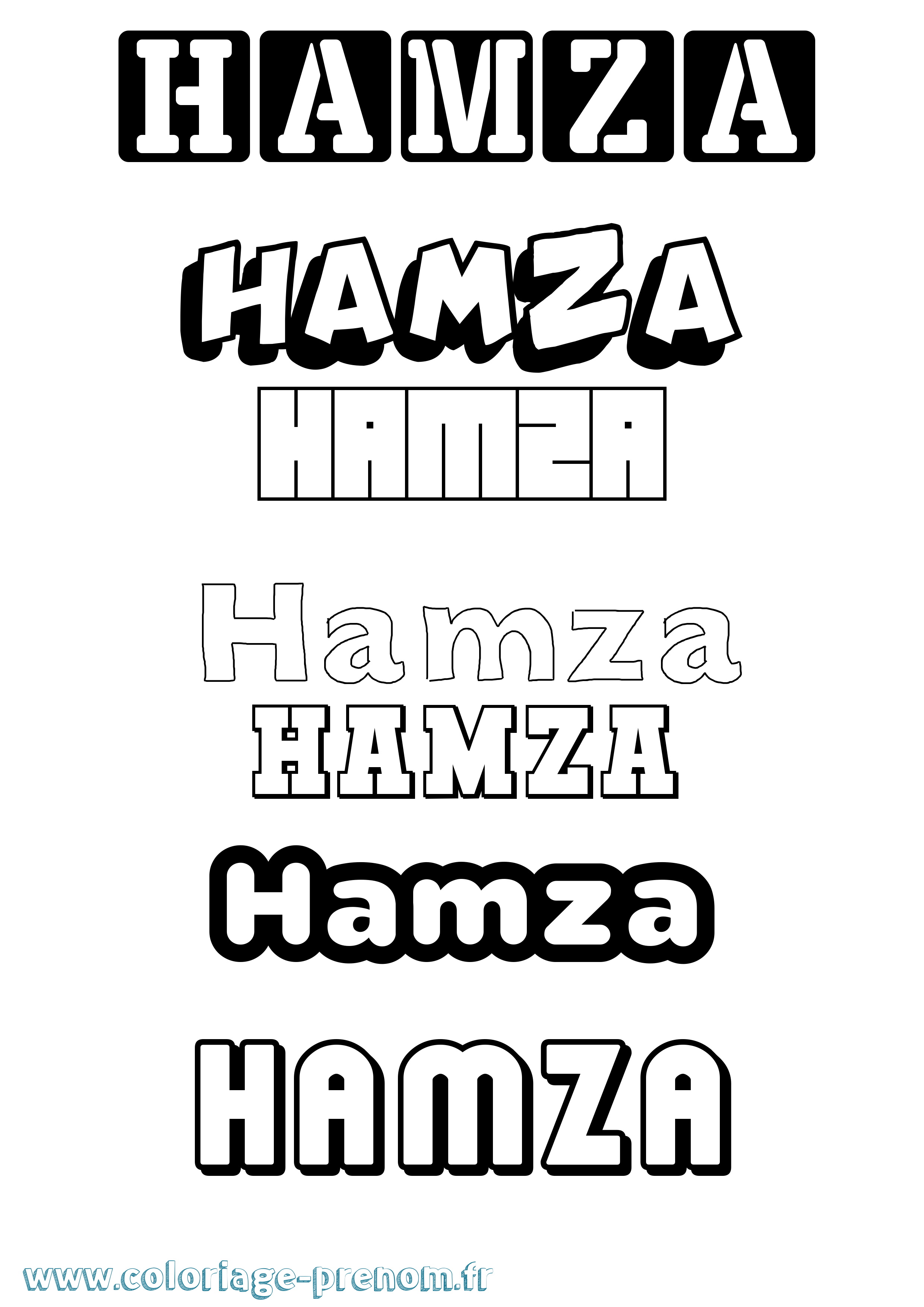Coloriage Hamza Simple Coloriage prénom Hamza Simple