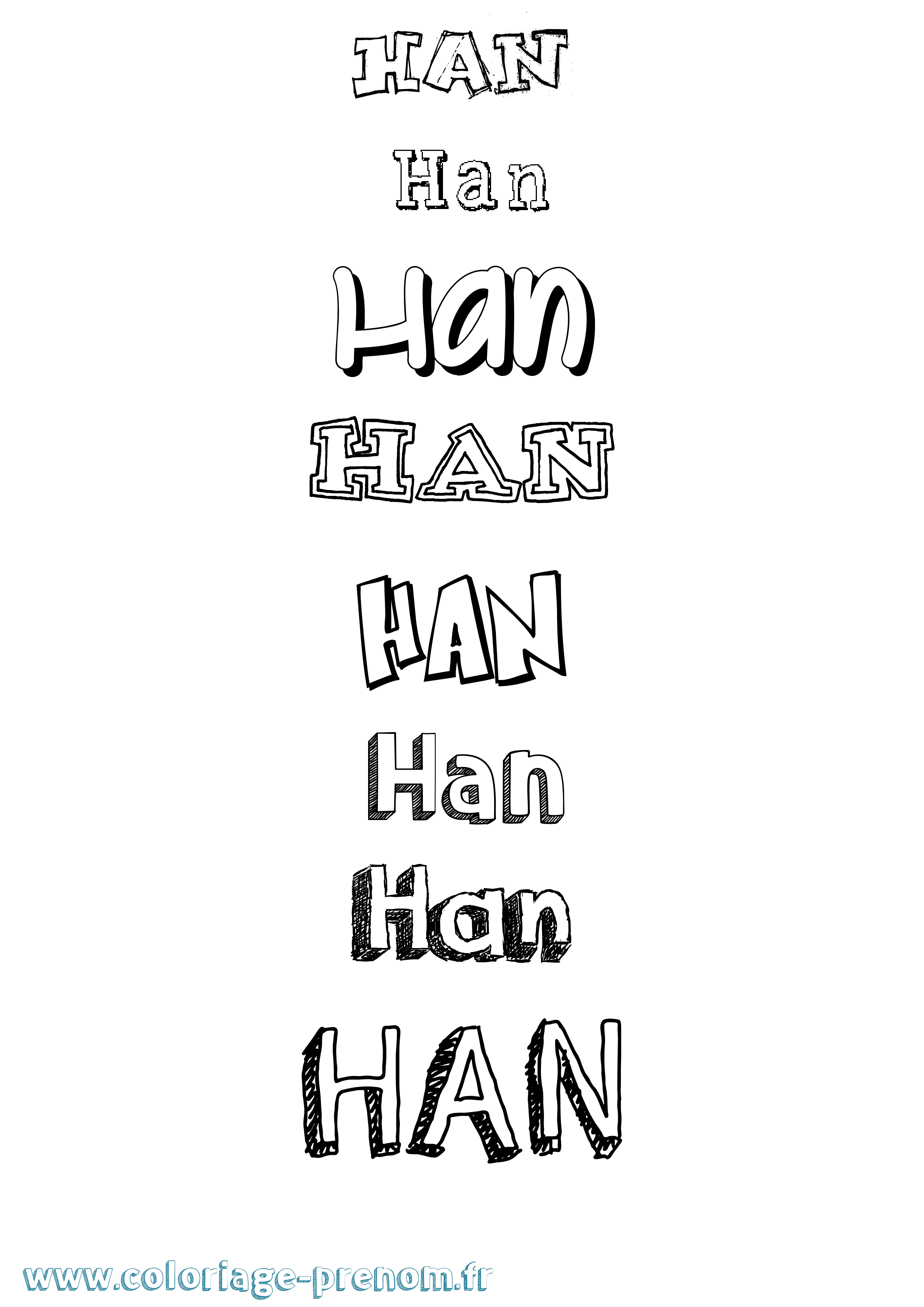Coloriage prénom Han Dessiné