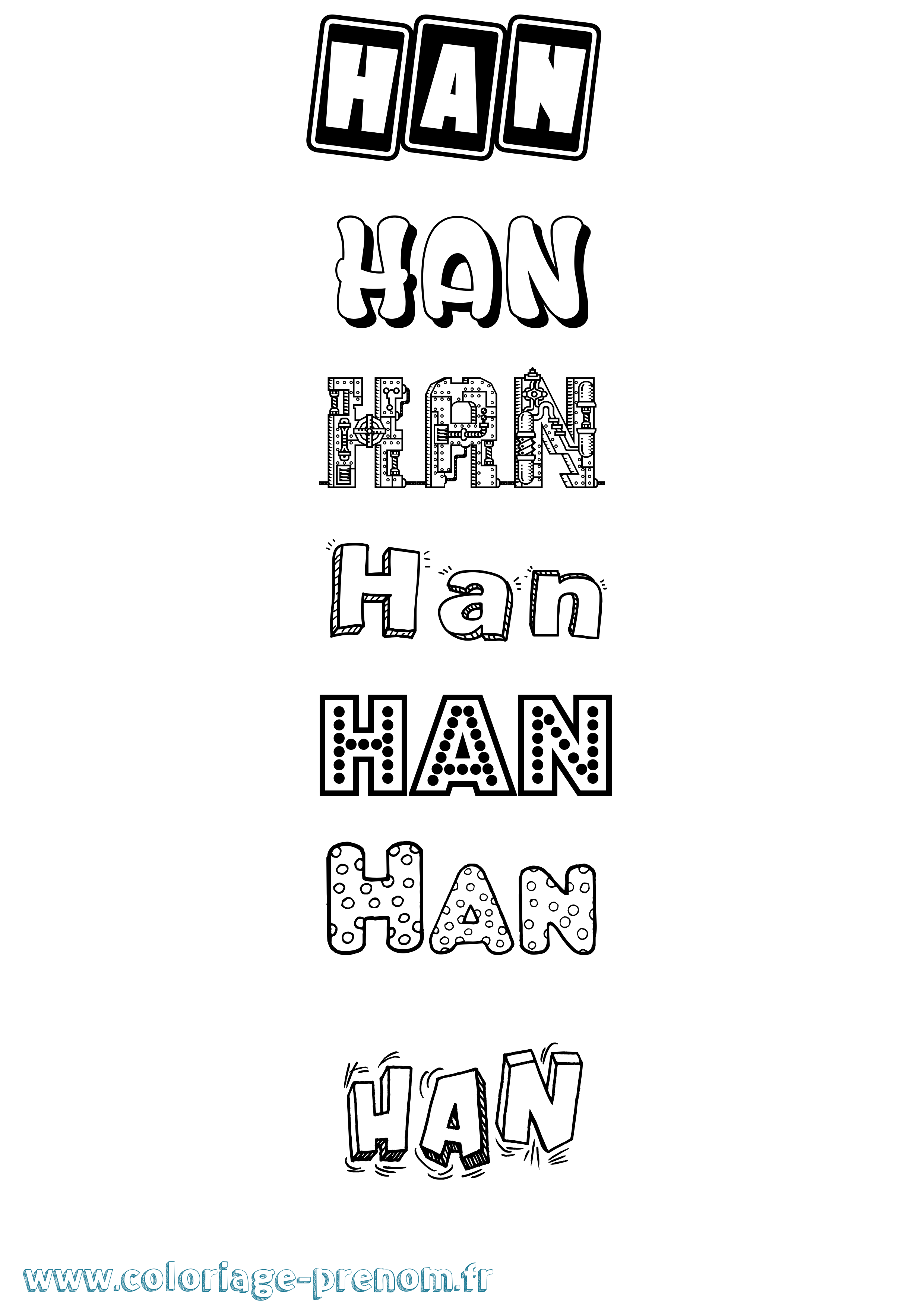 Coloriage prénom Han Fun