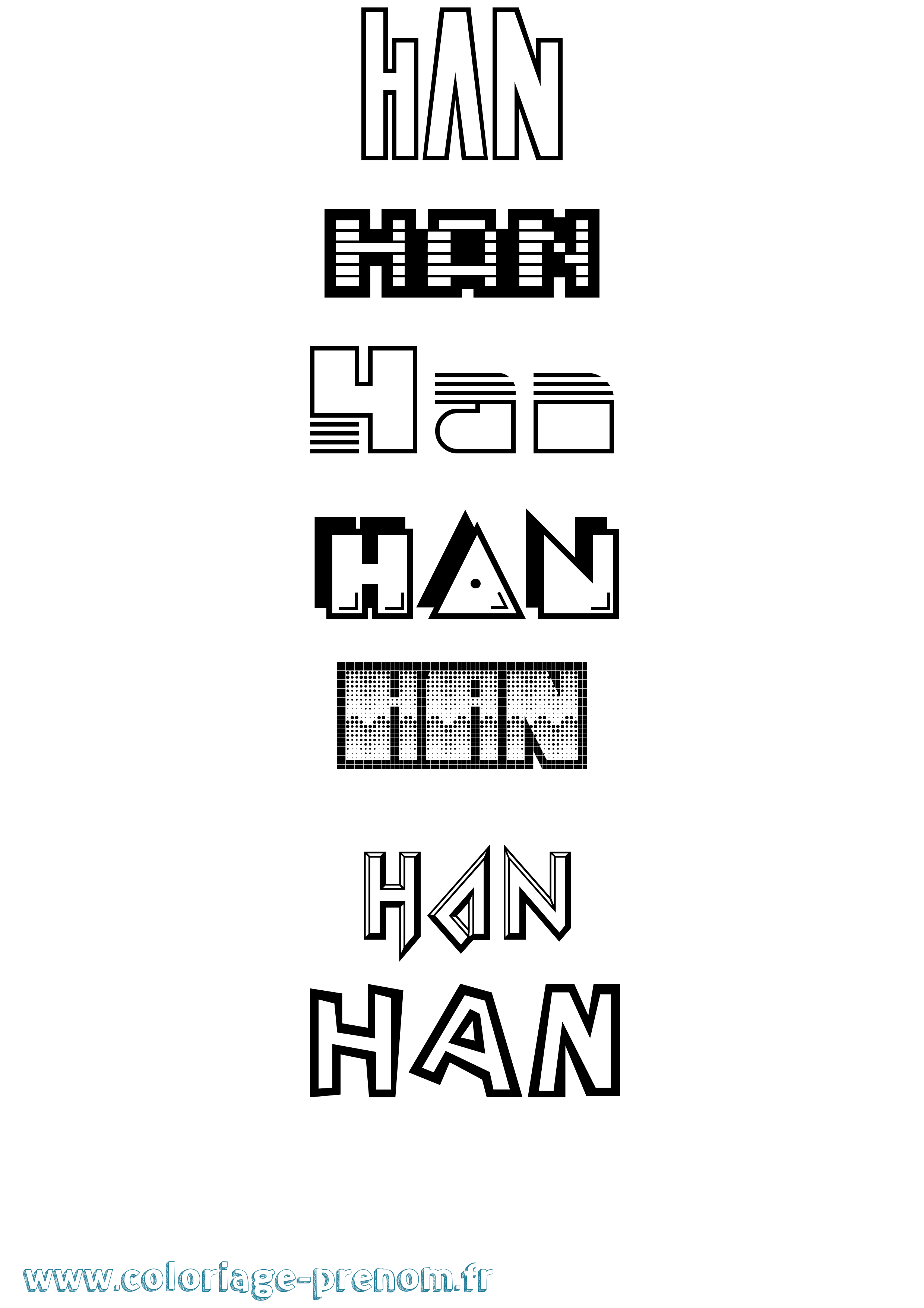 Coloriage prénom Han Jeux Vidéos