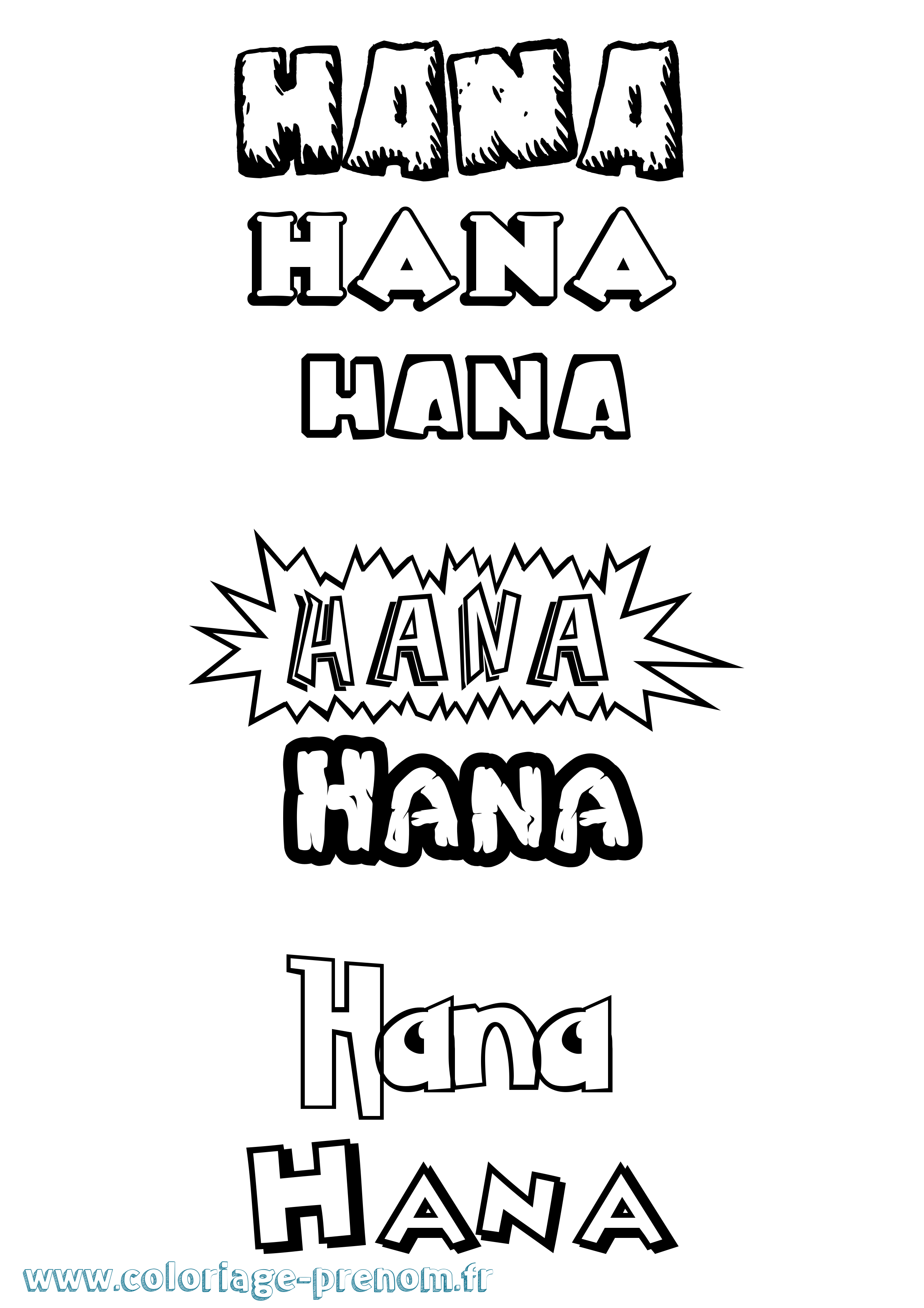 Coloriage prénom Hana