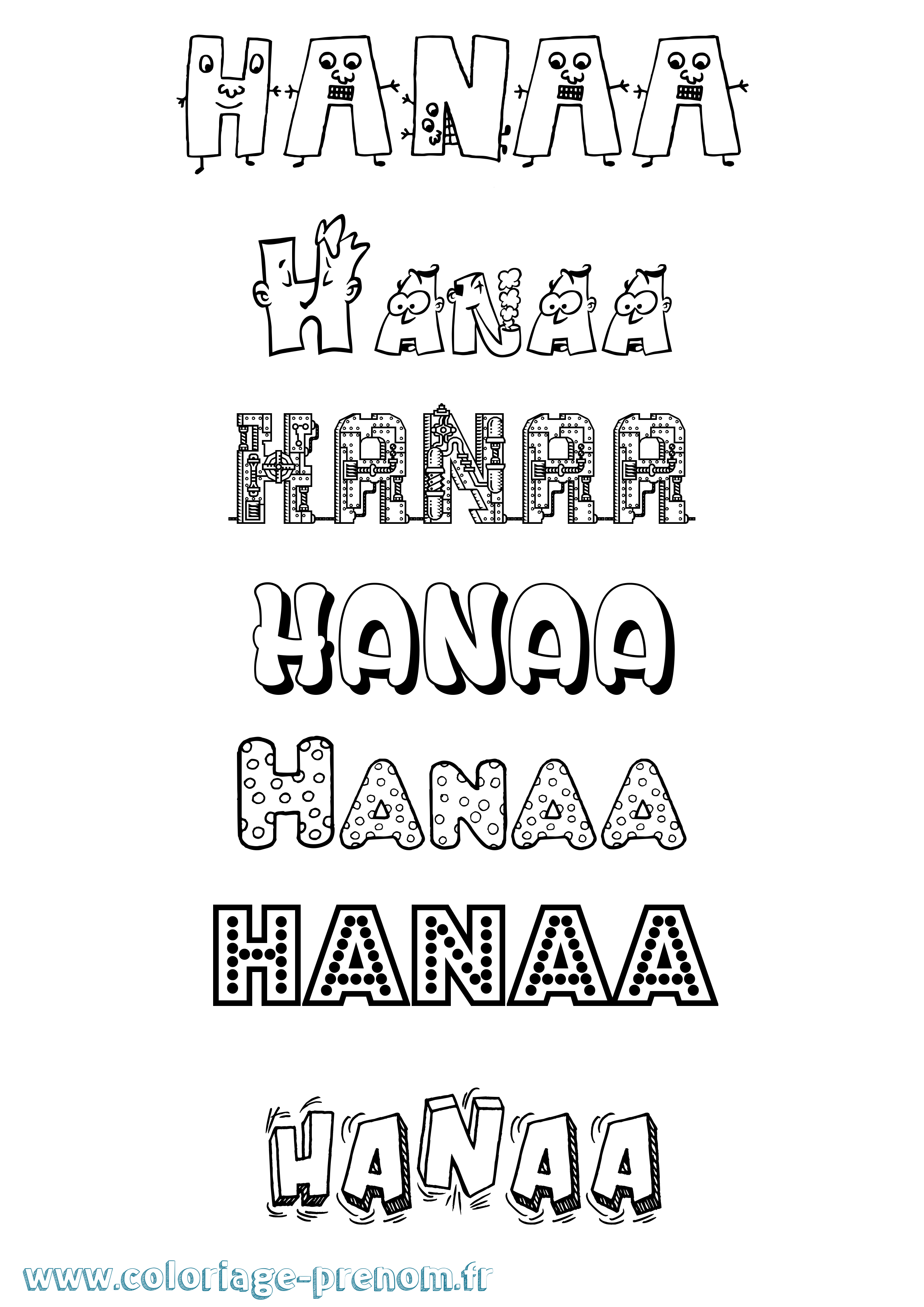 Coloriage prénom Hanaa Fun