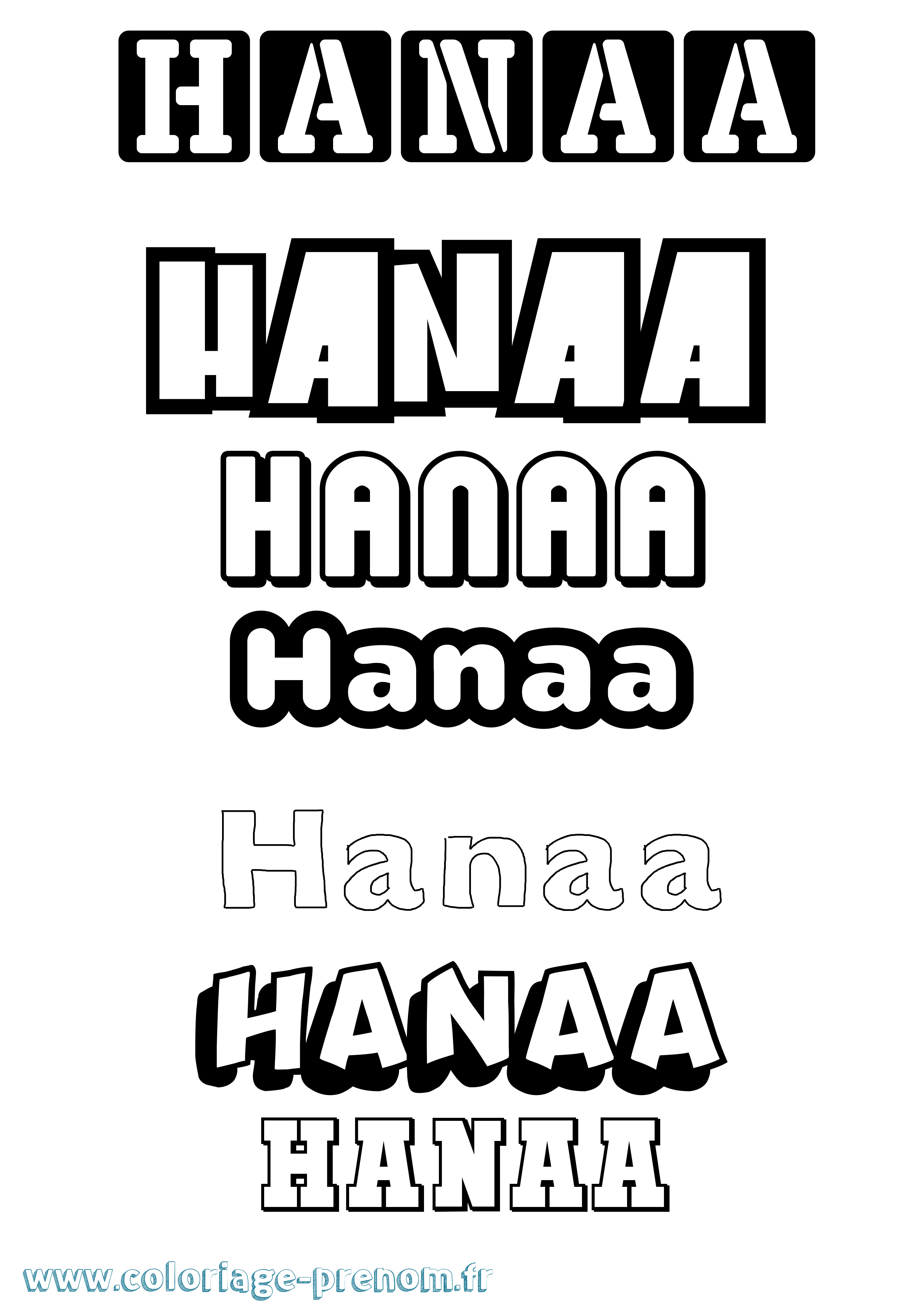 Coloriage prénom Hanaa Simple