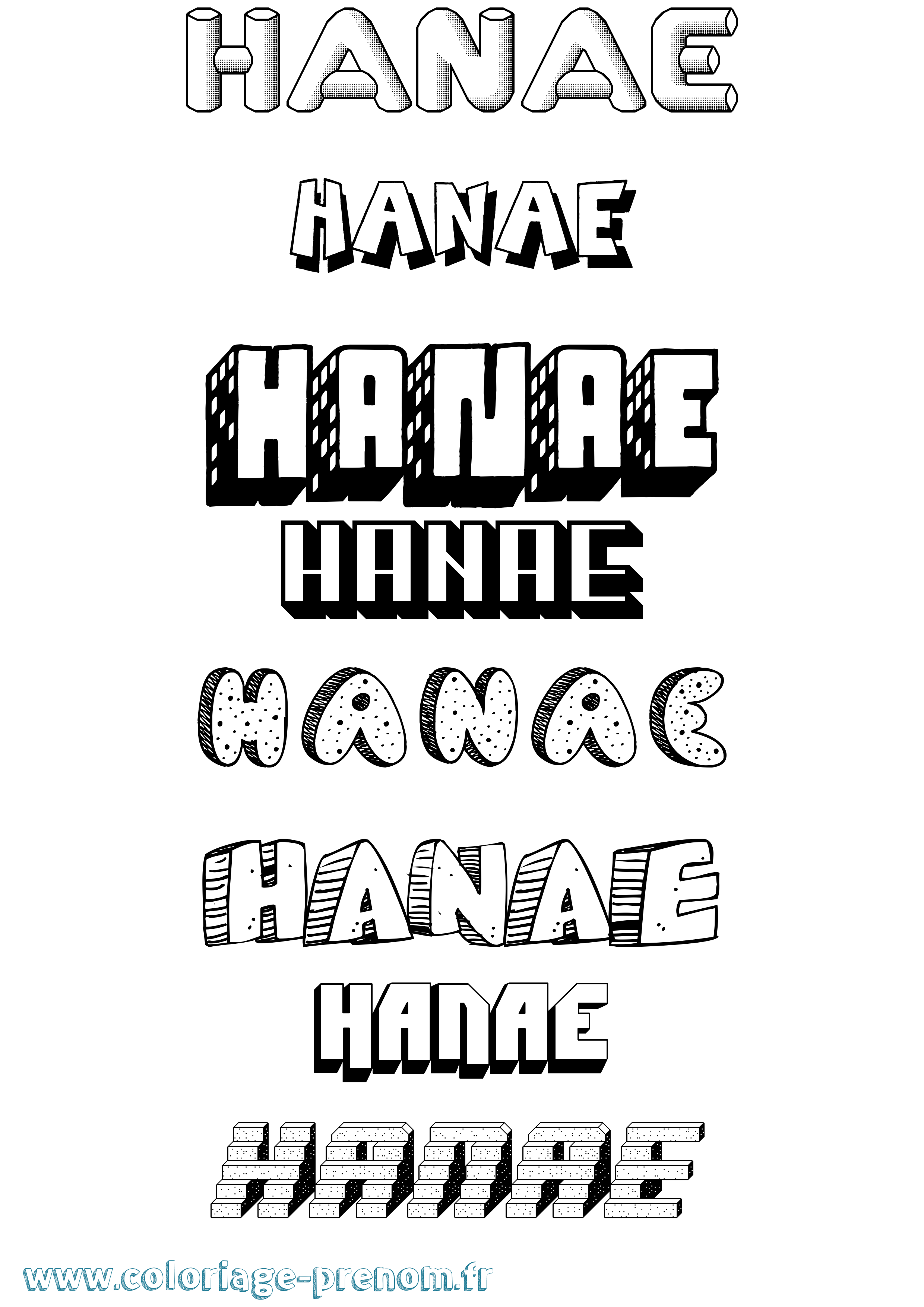 Coloriage prénom Hanae