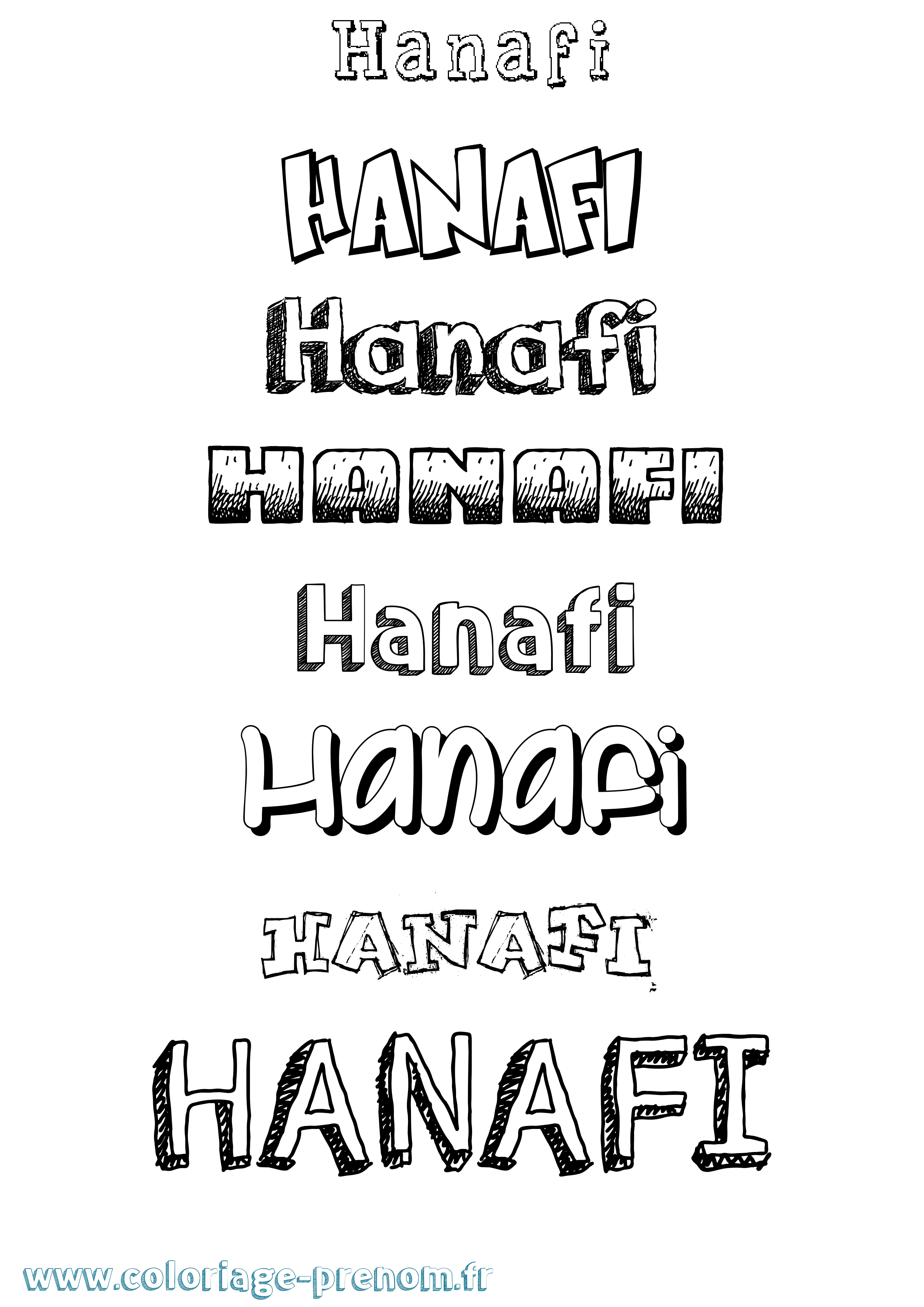 Coloriage prénom Hanafi Dessiné