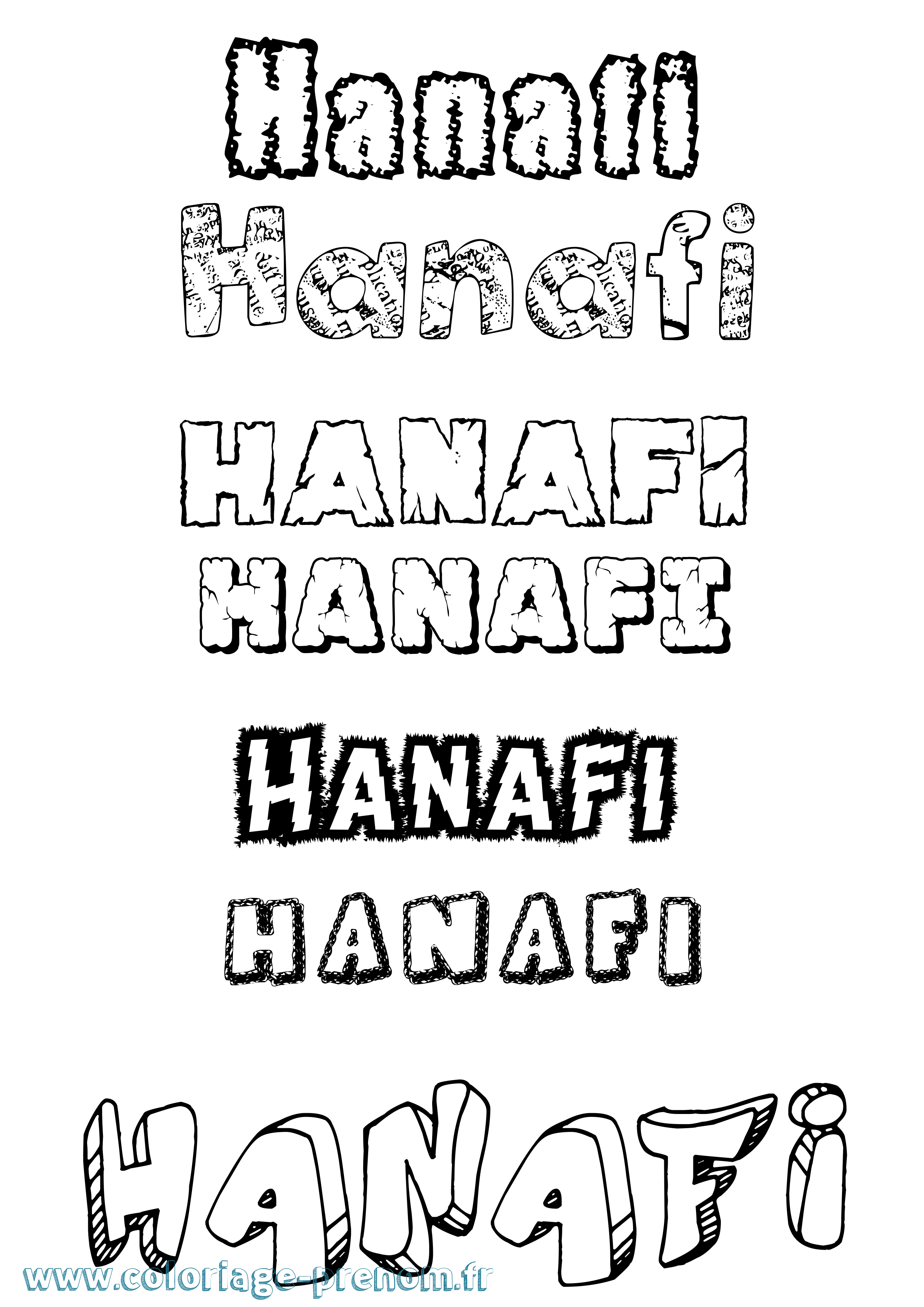 Coloriage prénom Hanafi Destructuré