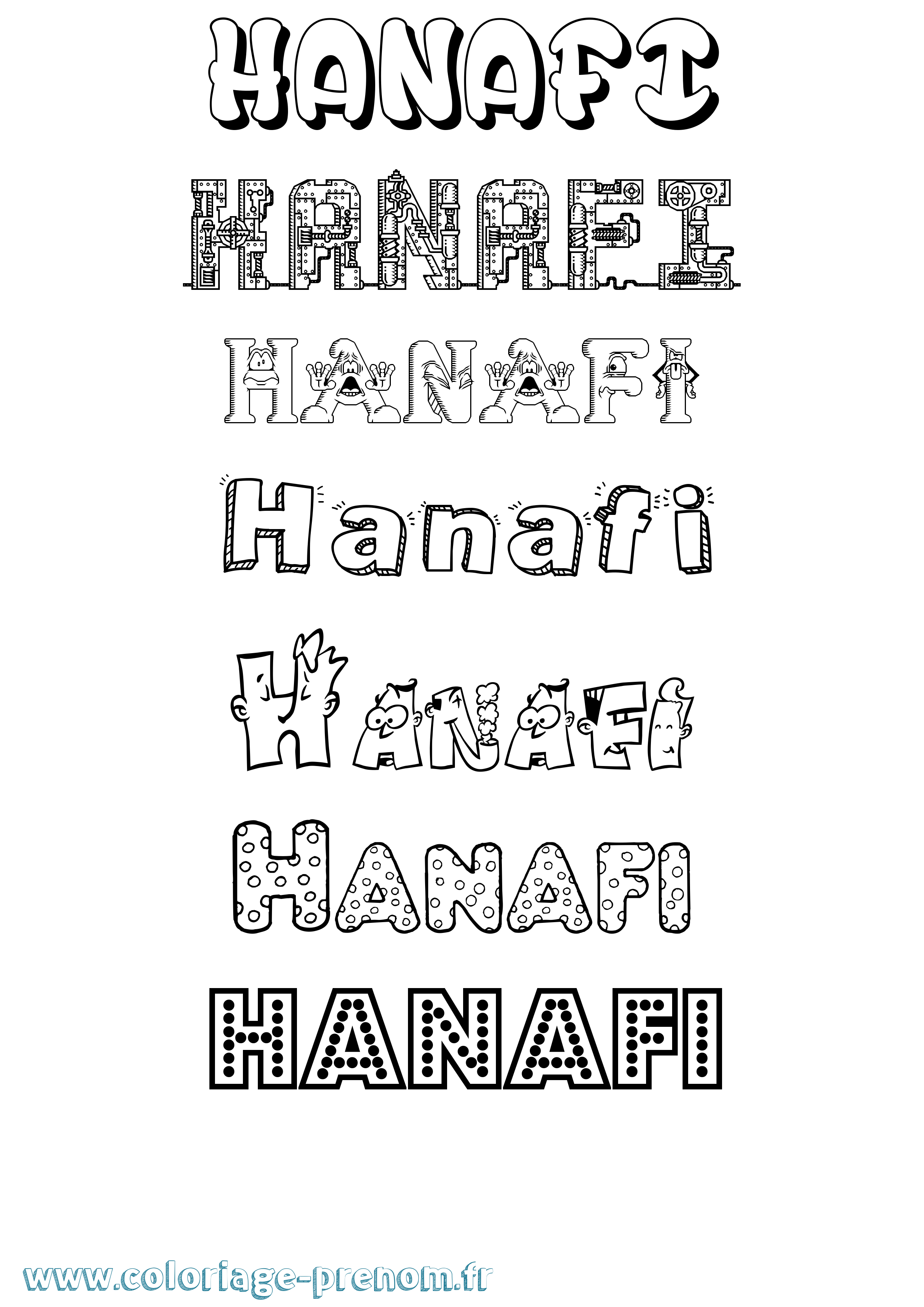 Coloriage prénom Hanafi Fun