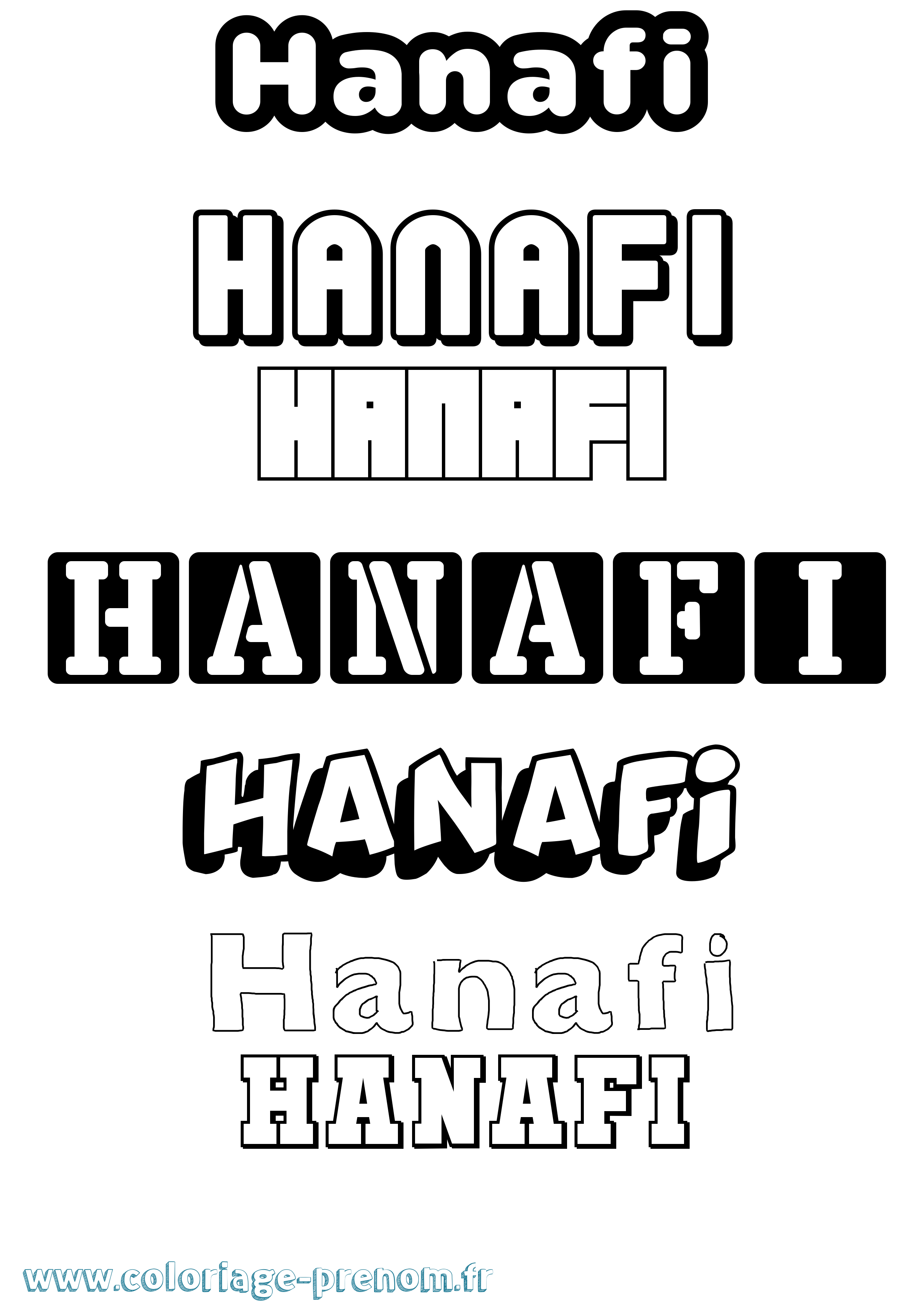 Coloriage prénom Hanafi Simple