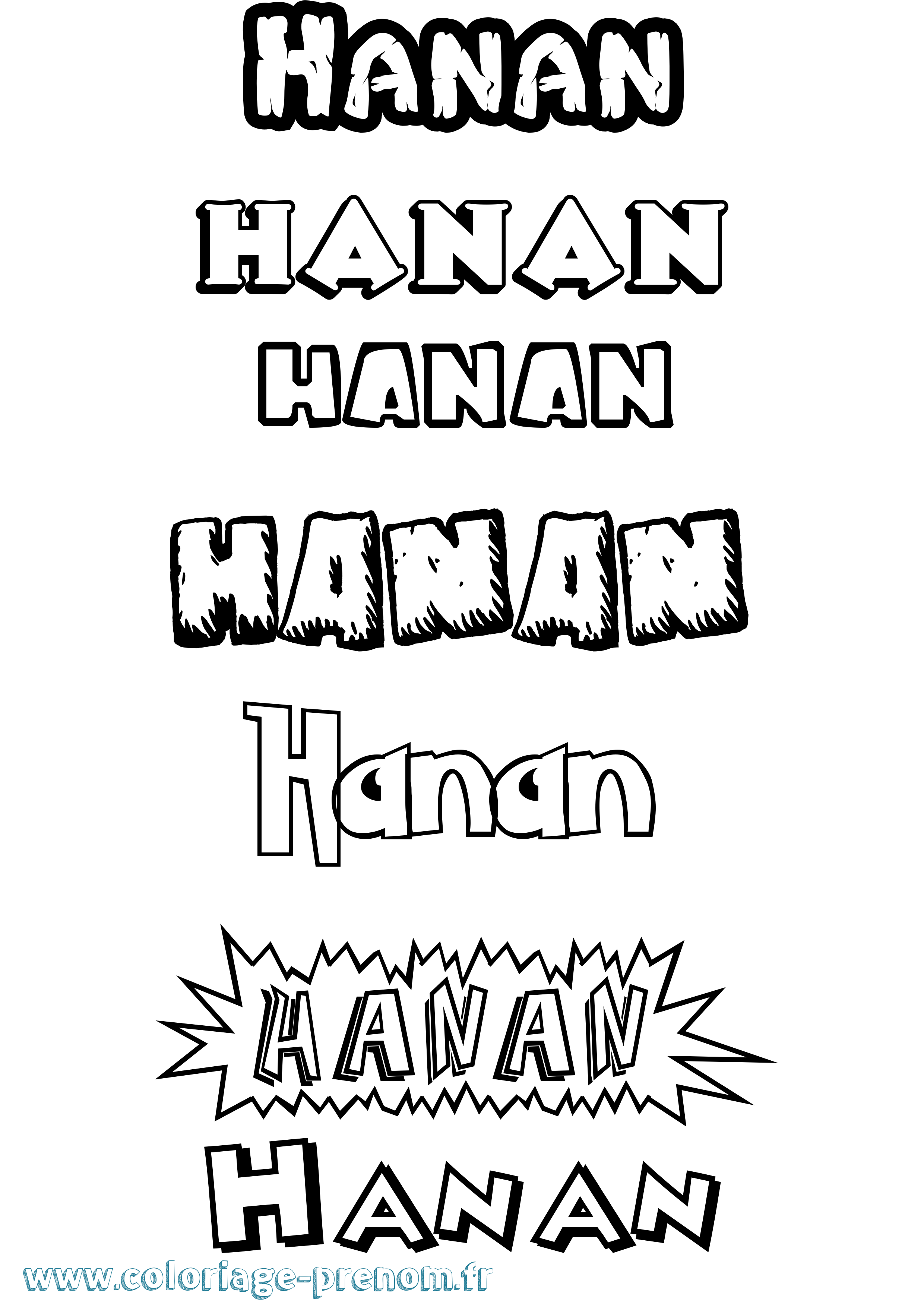 Coloriage prénom Hanan Dessin Animé