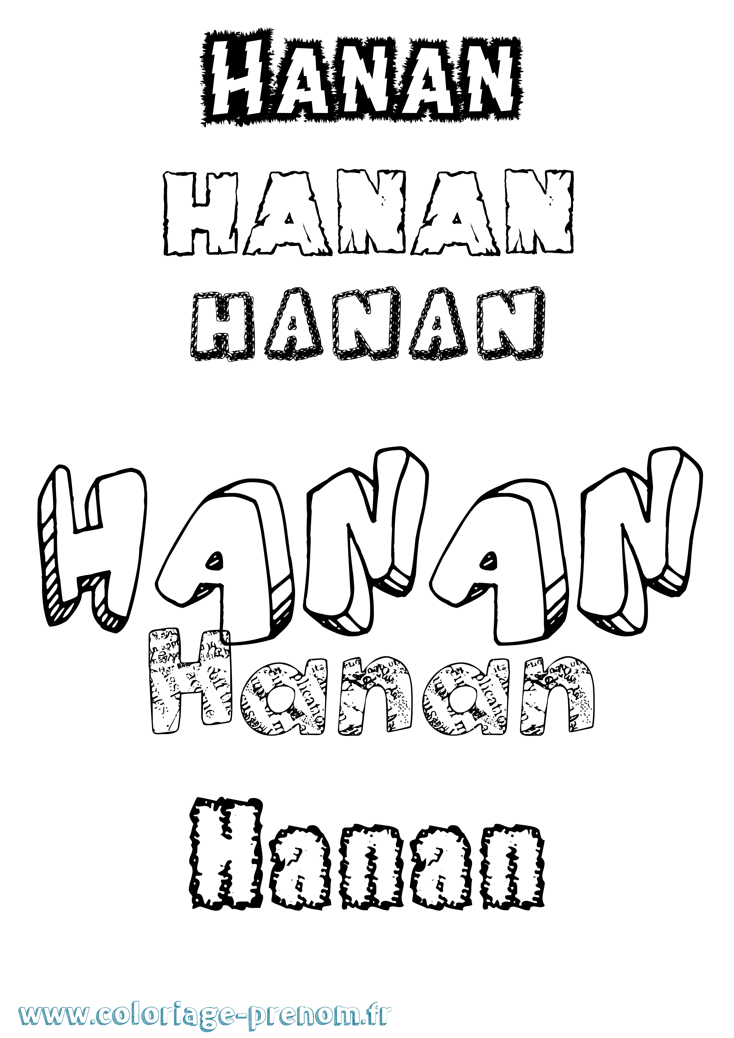 Coloriage prénom Hanan Destructuré
