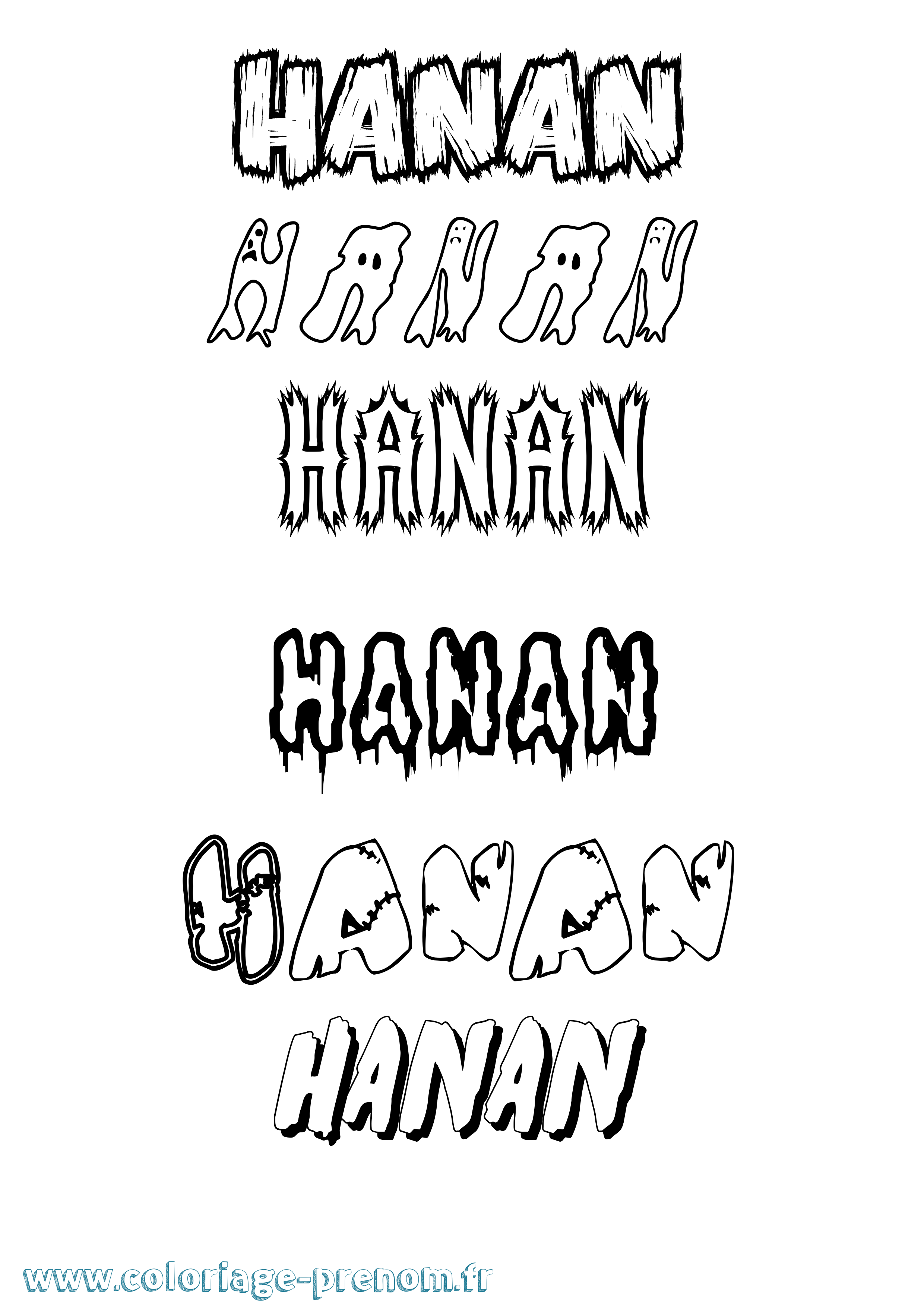 Coloriage prénom Hanan Frisson