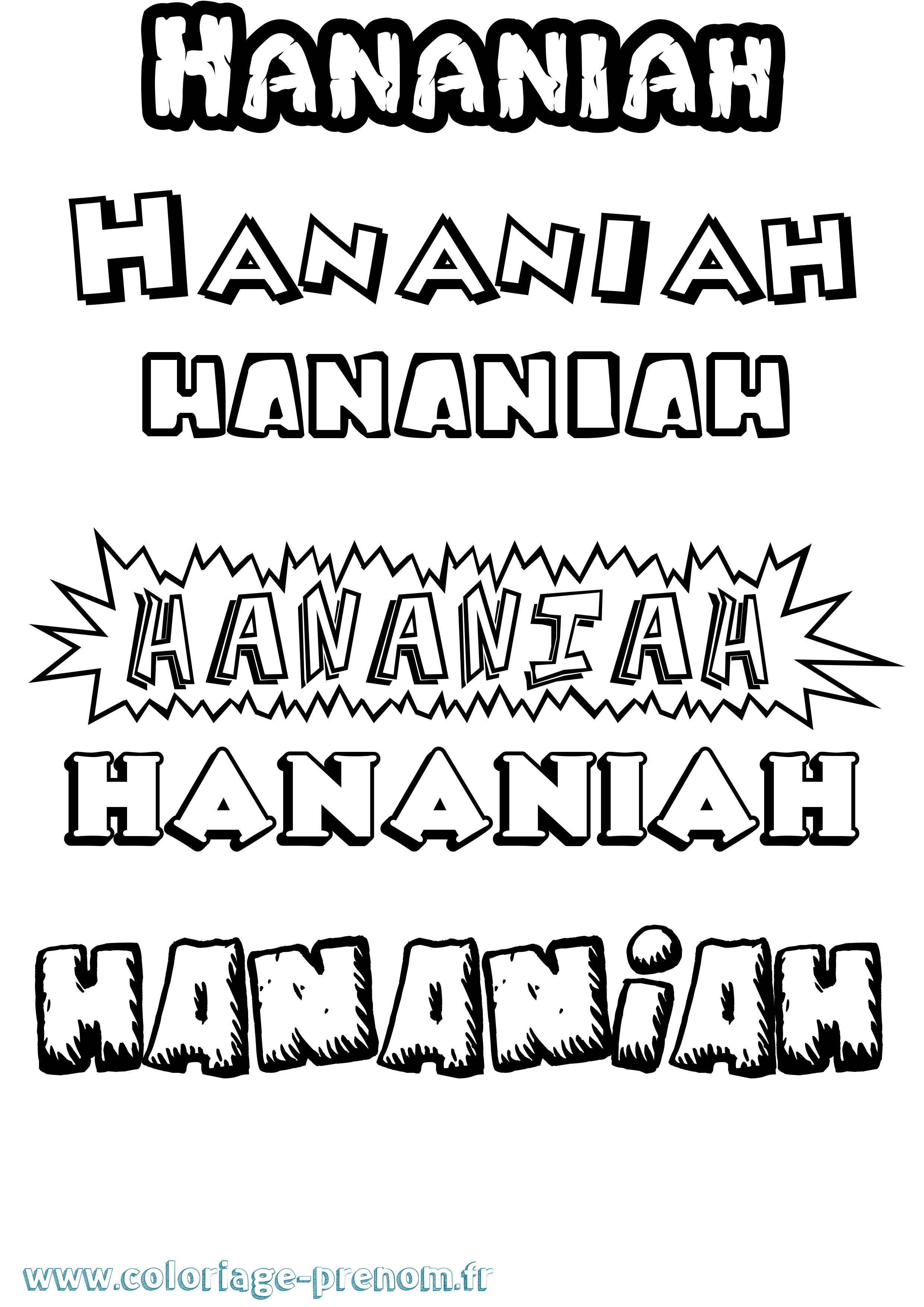 Coloriage prénom Hananiah Dessin Animé