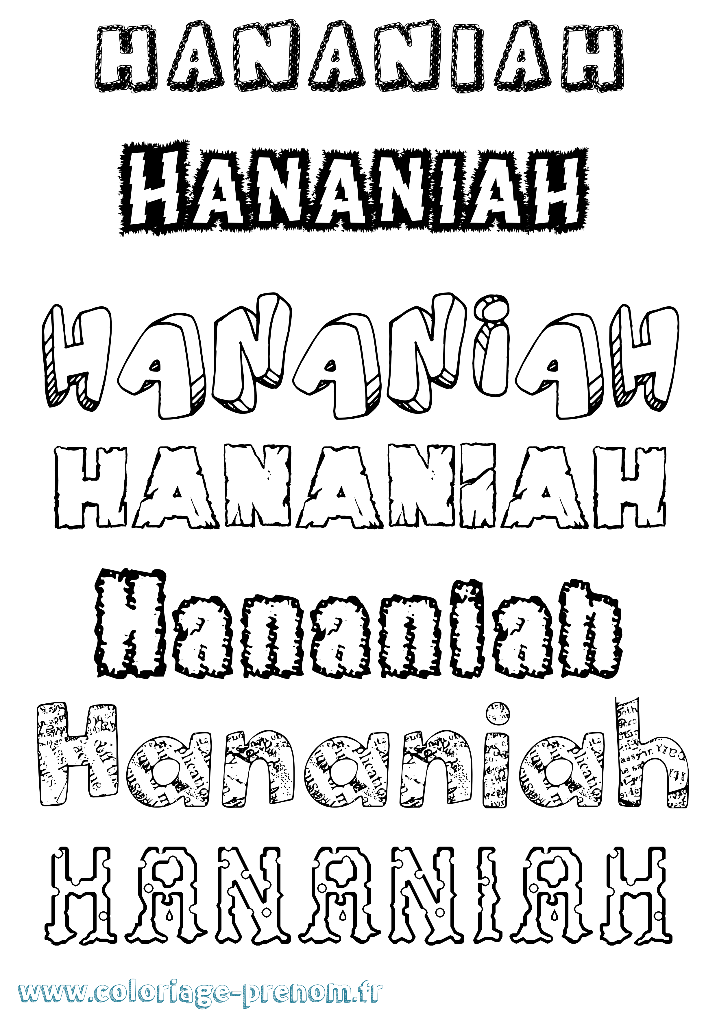 Coloriage prénom Hananiah Destructuré