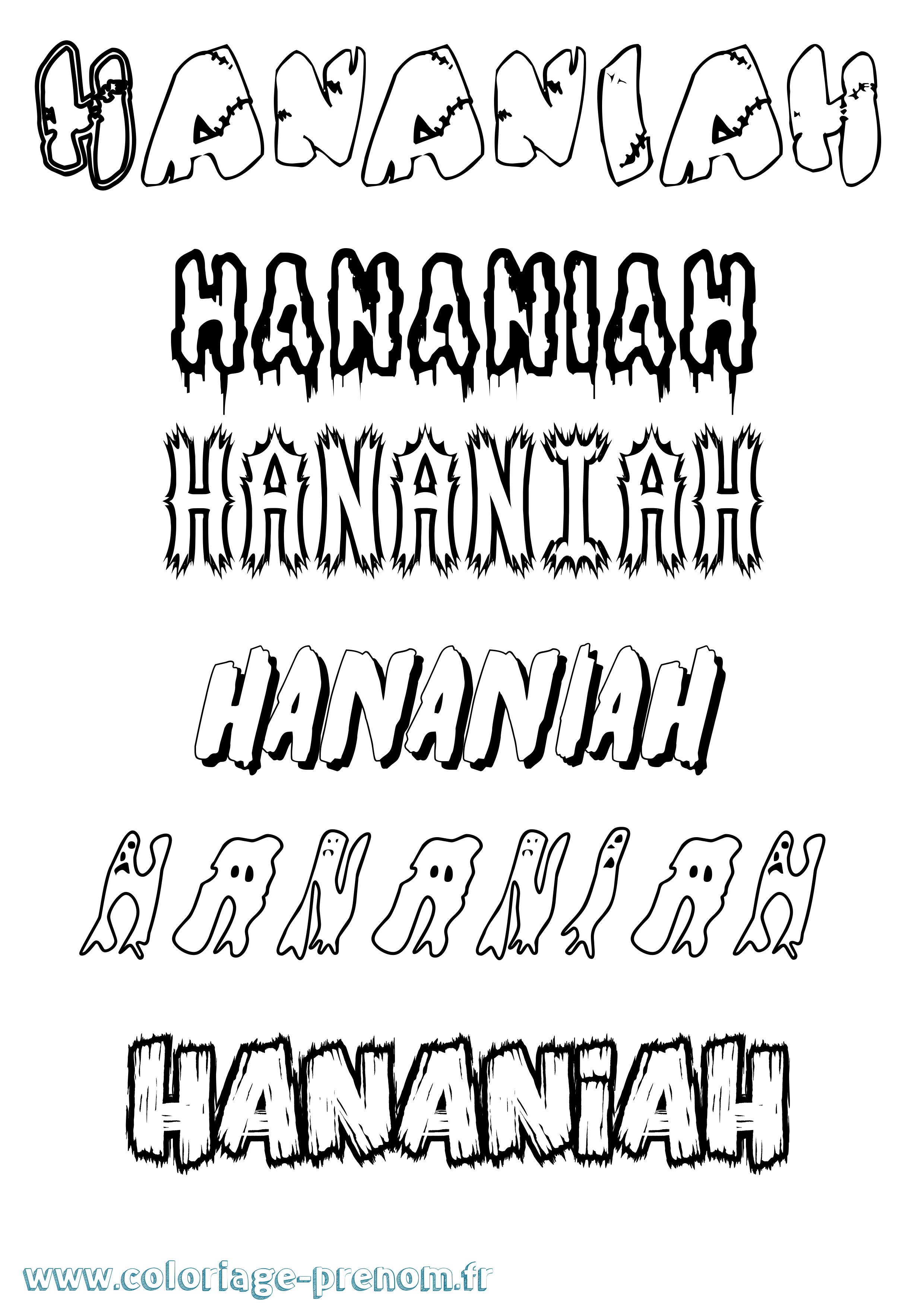 Coloriage prénom Hananiah Frisson