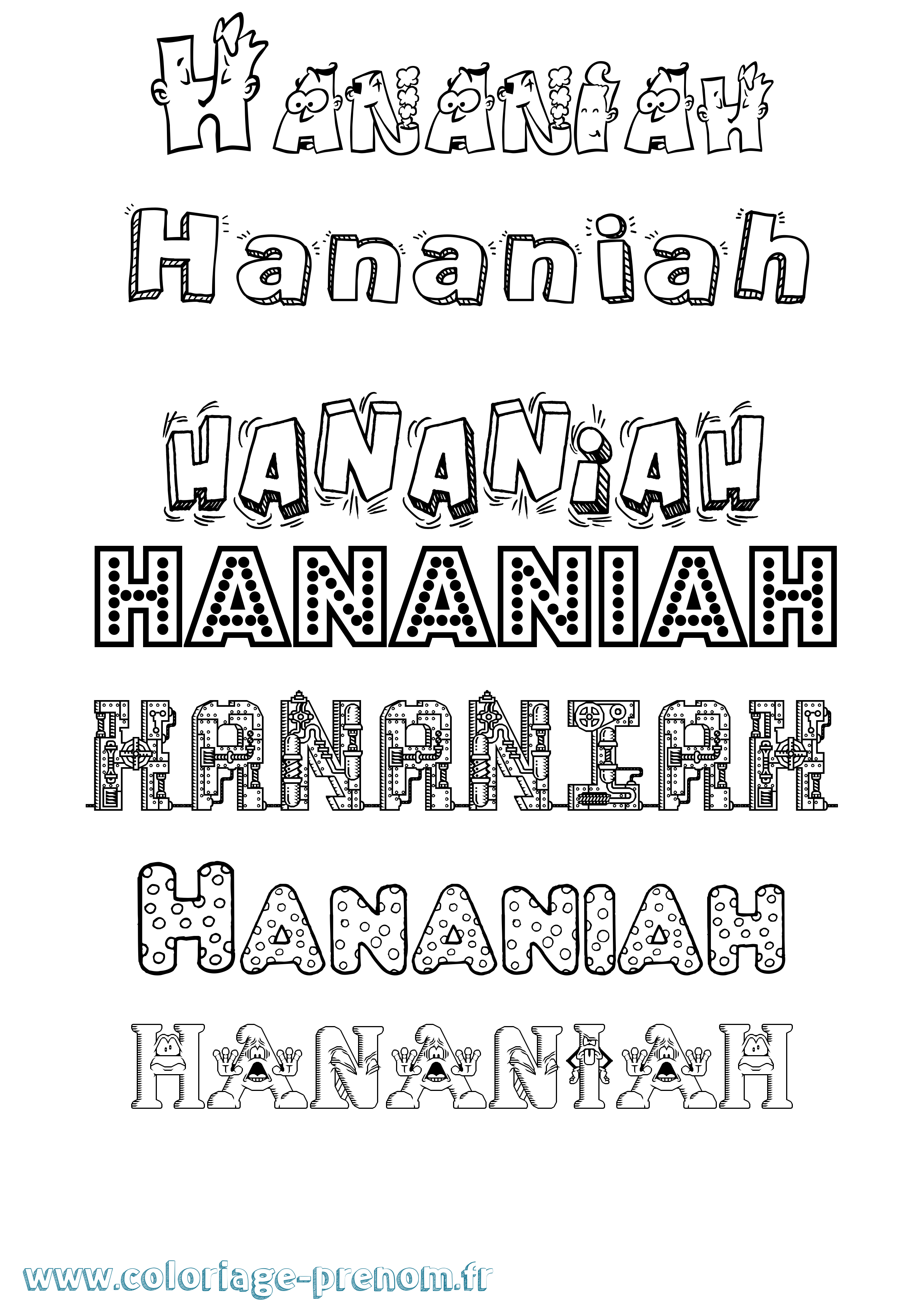 Coloriage prénom Hananiah Fun