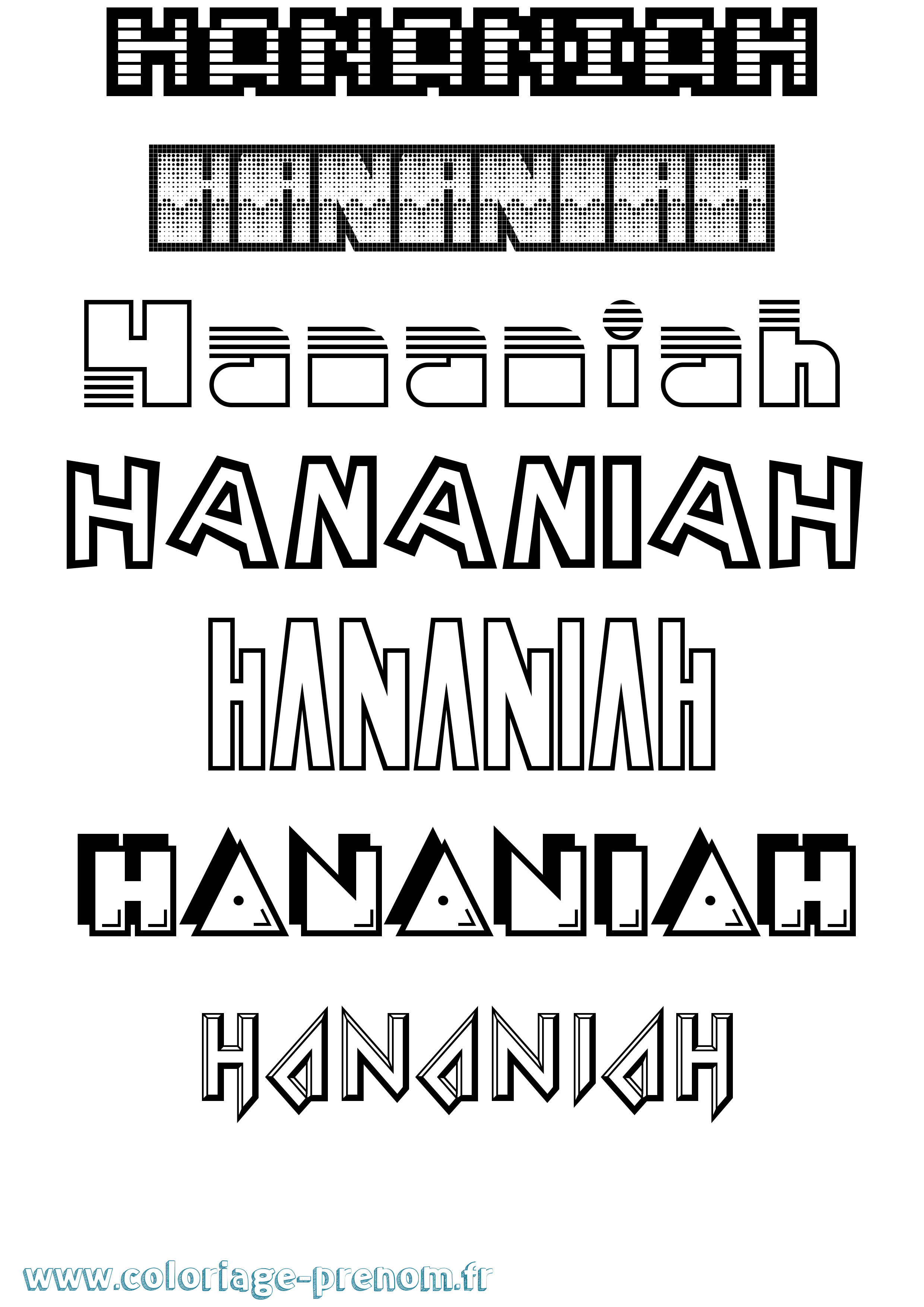 Coloriage prénom Hananiah Jeux Vidéos