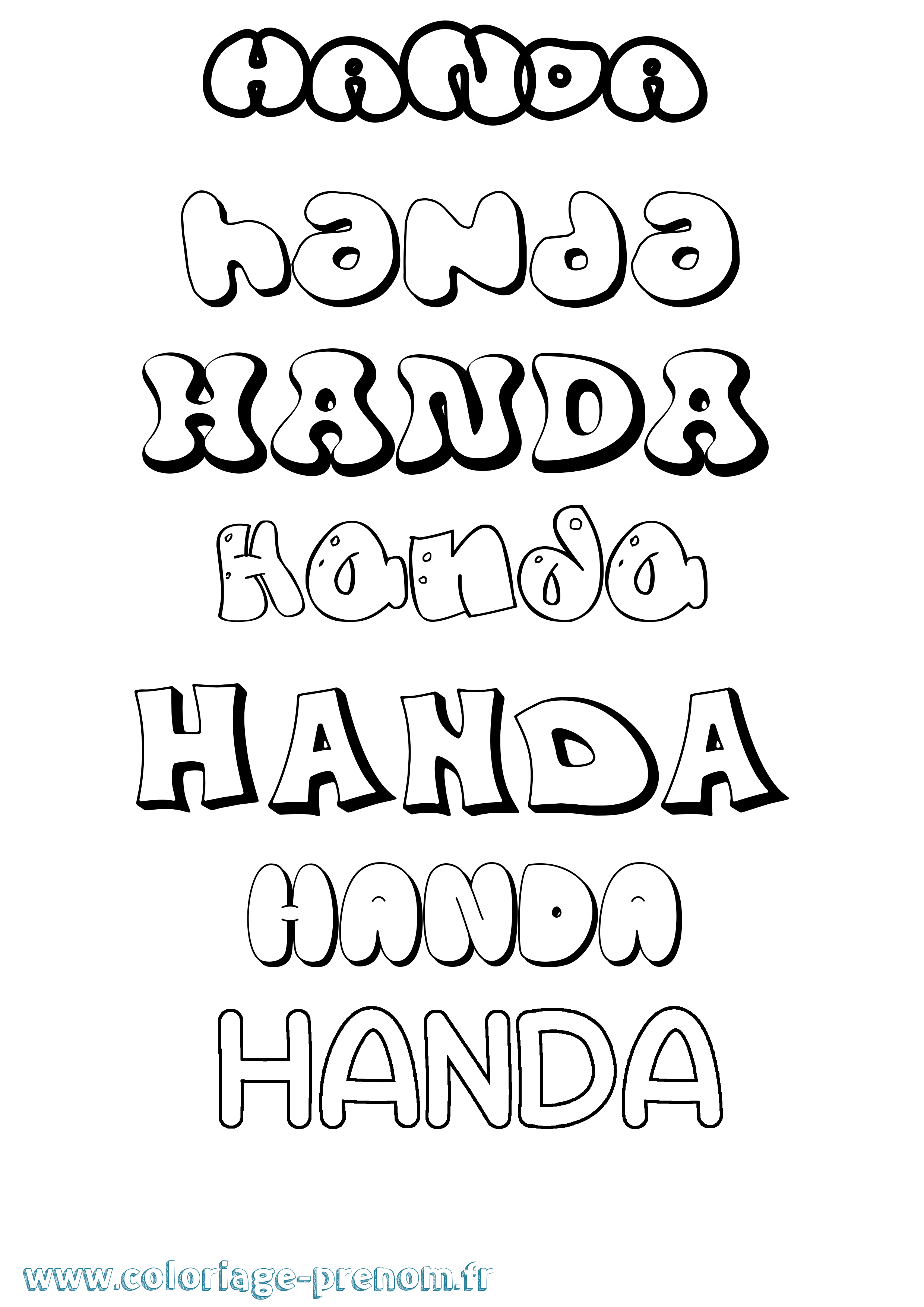 Coloriage prénom Handa Bubble