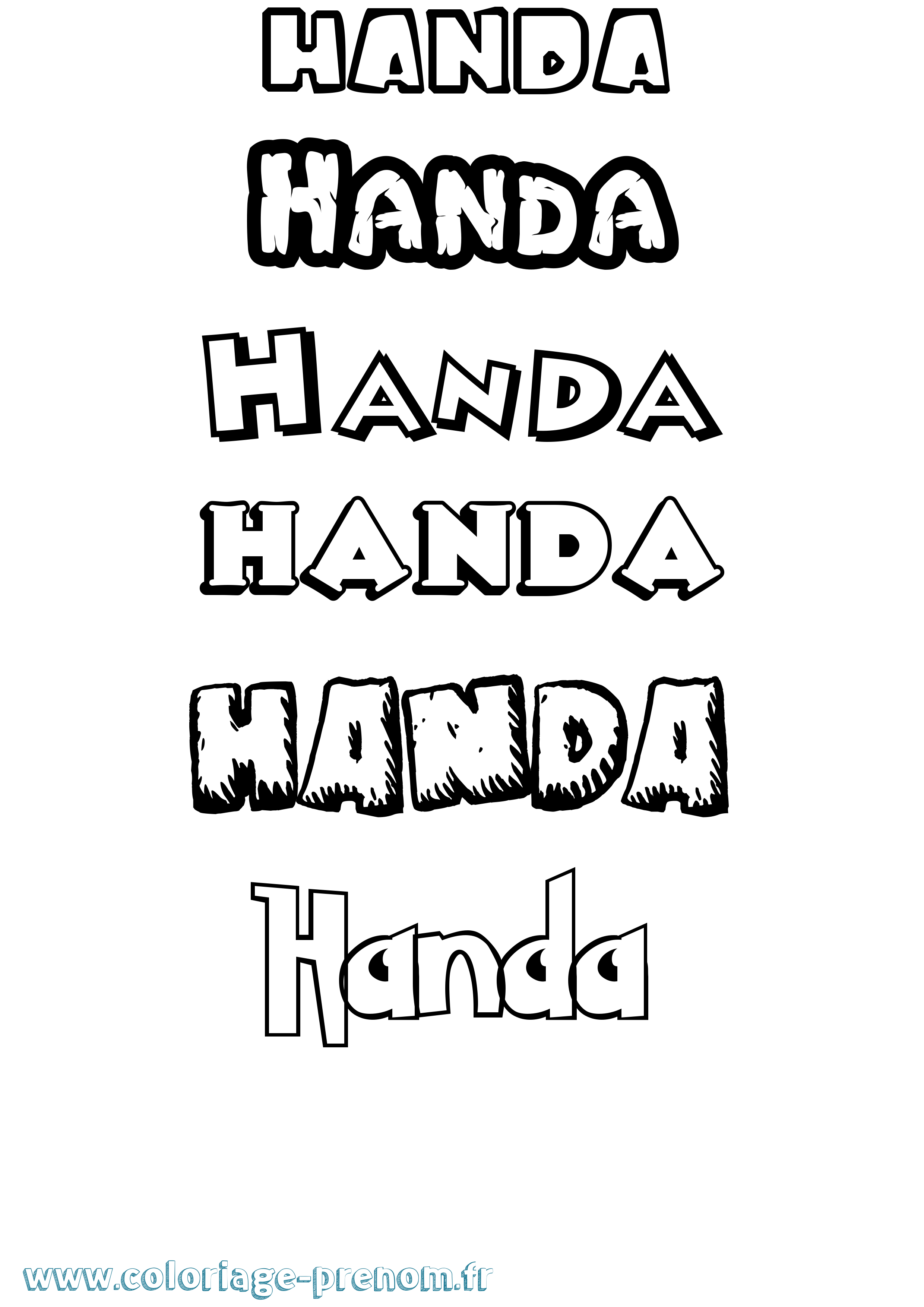 Coloriage prénom Handa Dessin Animé