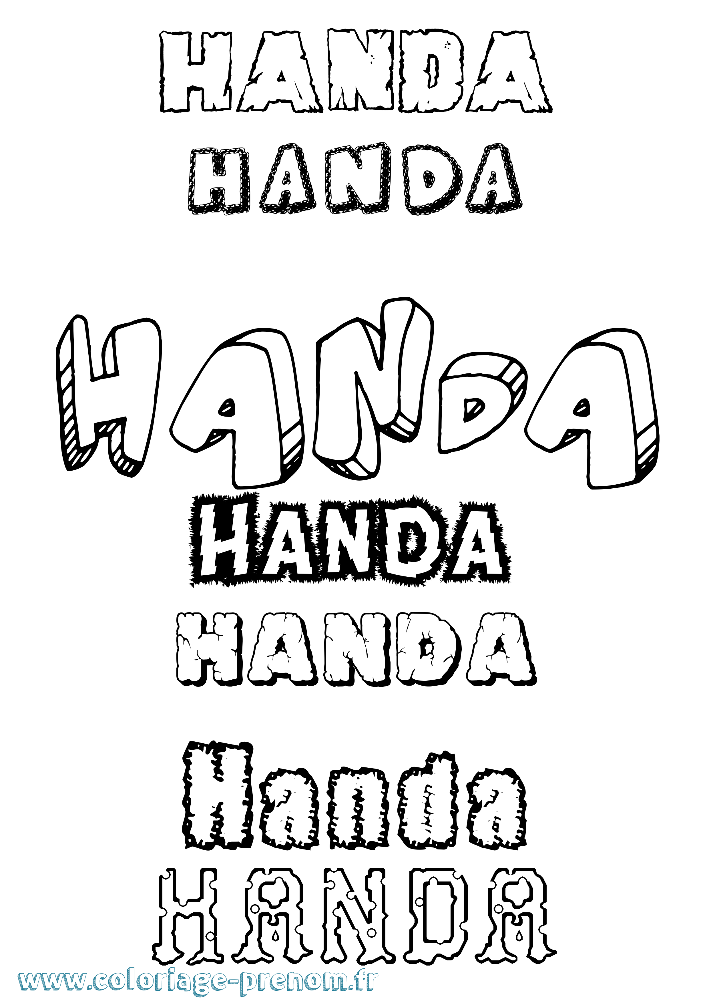 Coloriage prénom Handa Destructuré