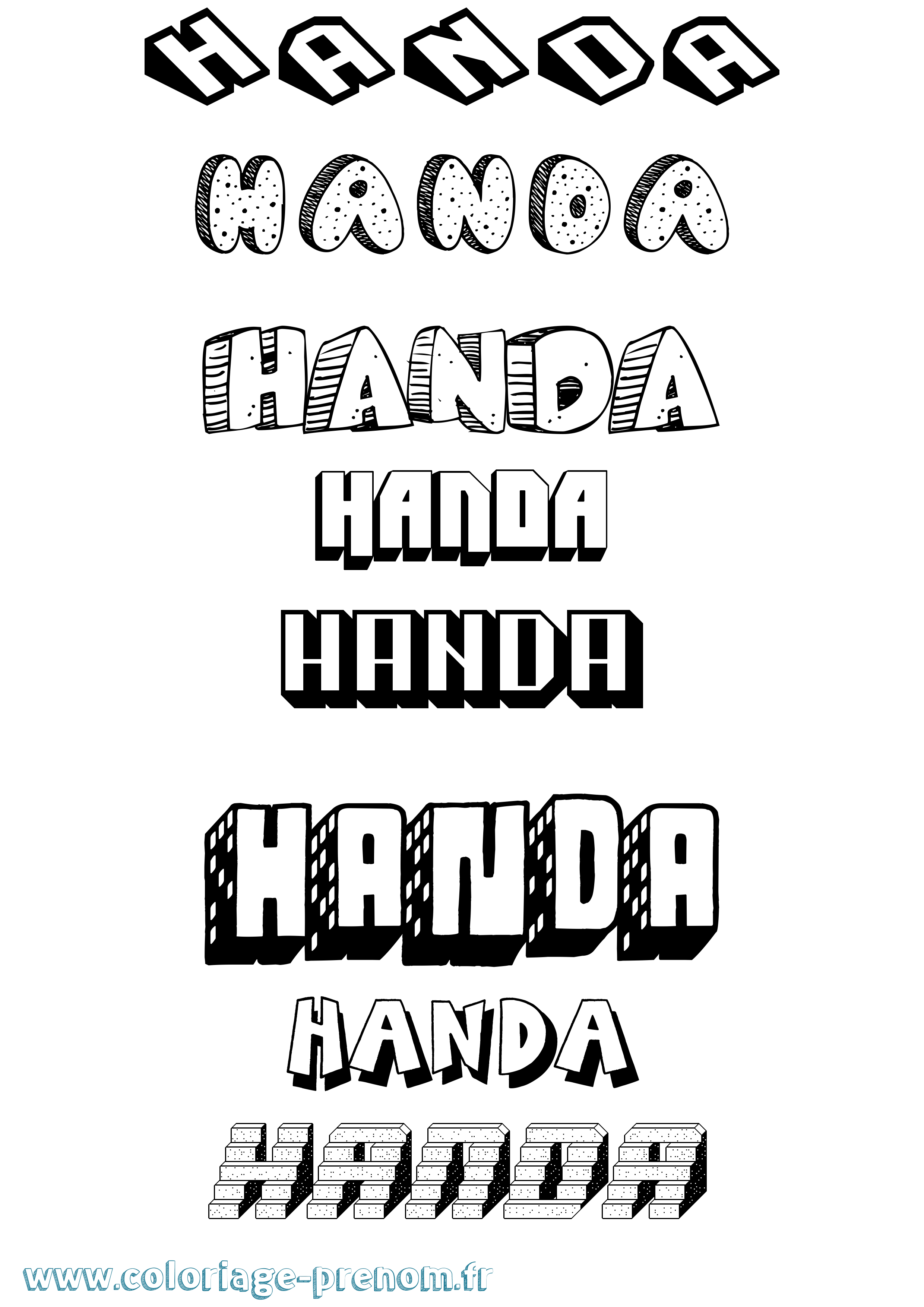 Coloriage prénom Handa Effet 3D