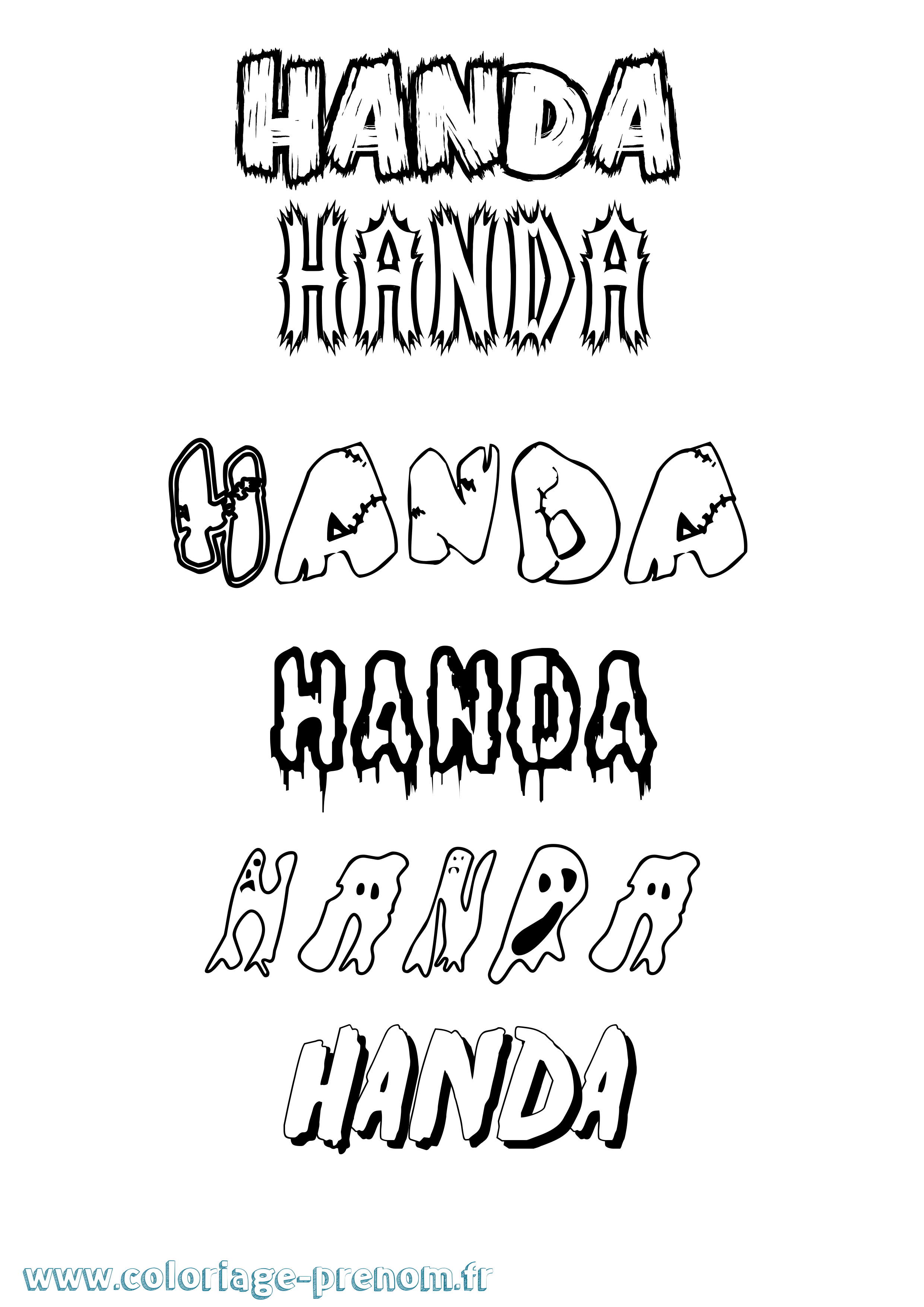 Coloriage prénom Handa Frisson
