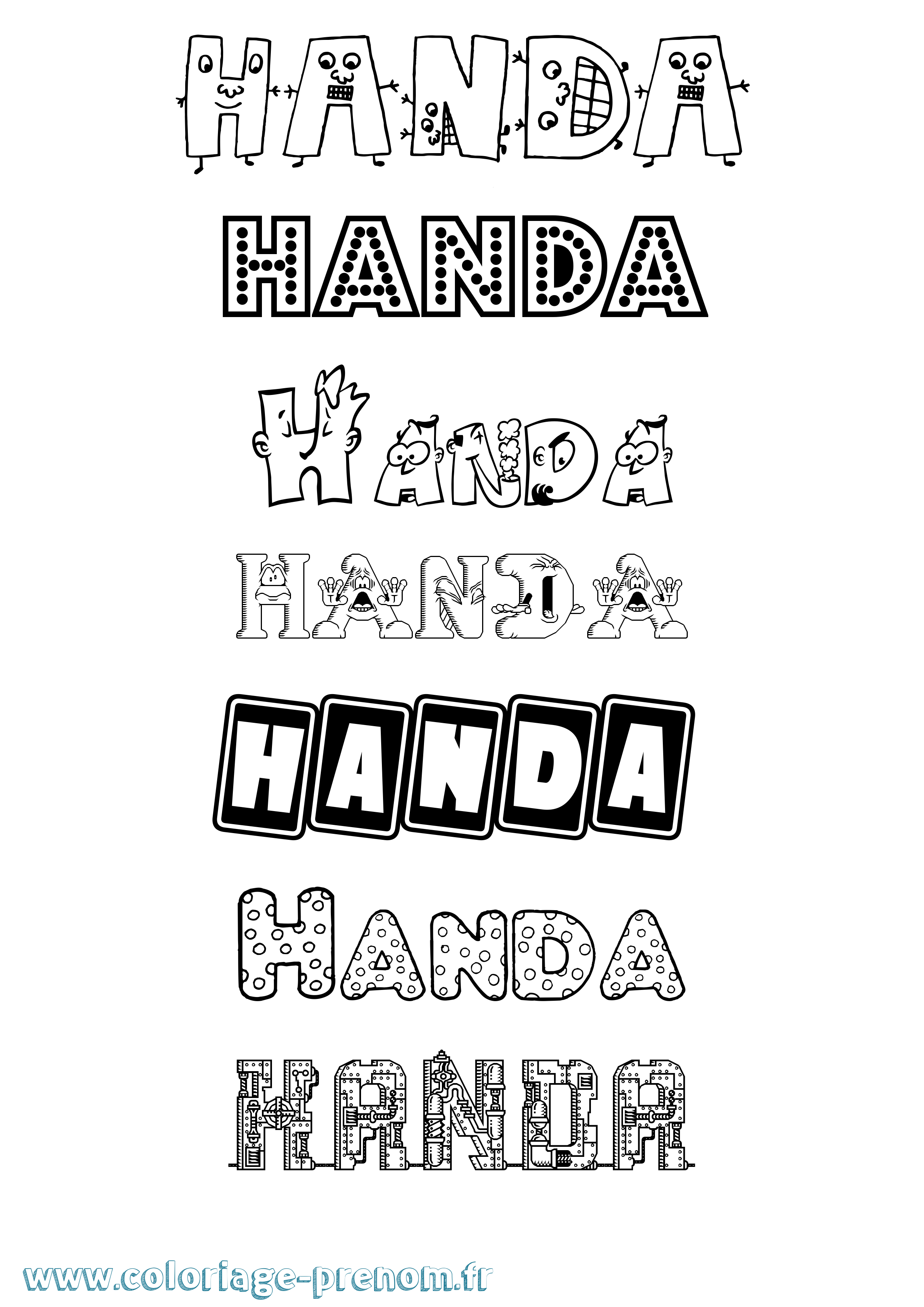 Coloriage prénom Handa Fun
