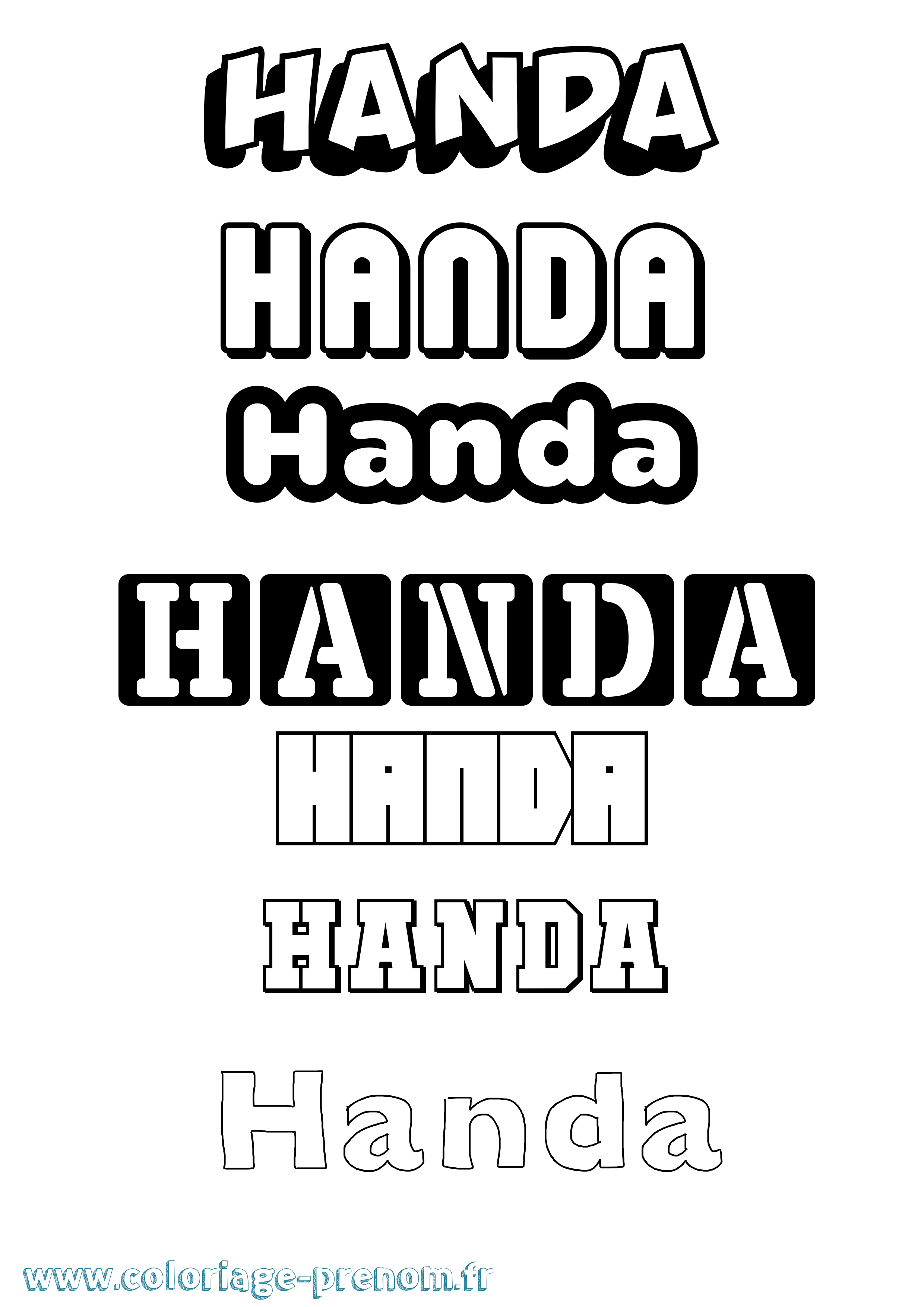 Coloriage prénom Handa Simple