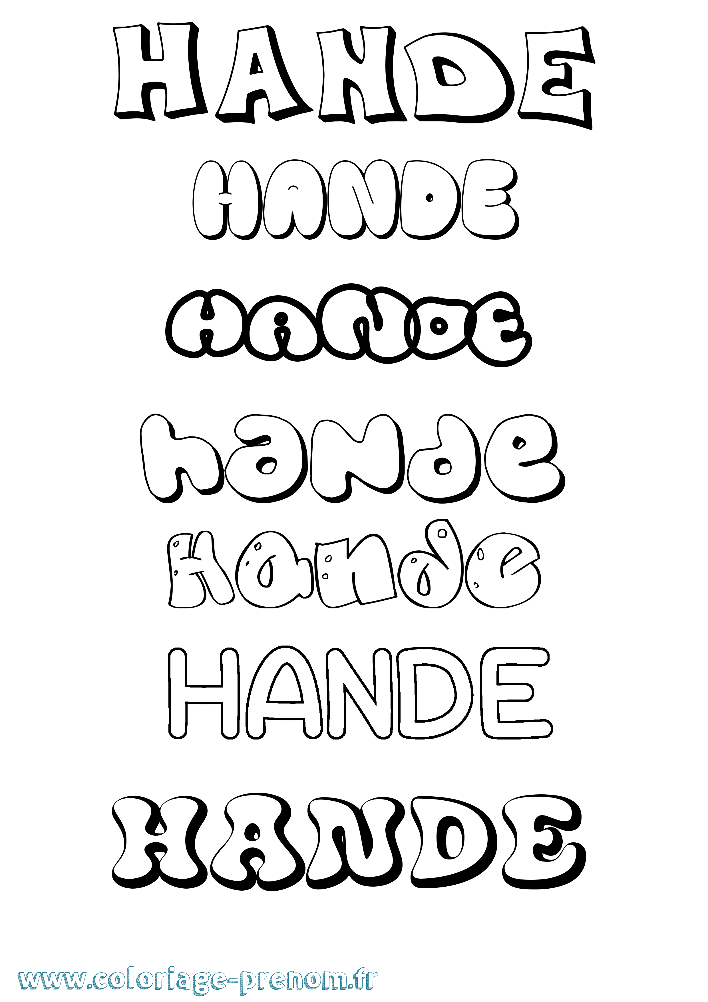 Coloriage prénom Hande Bubble