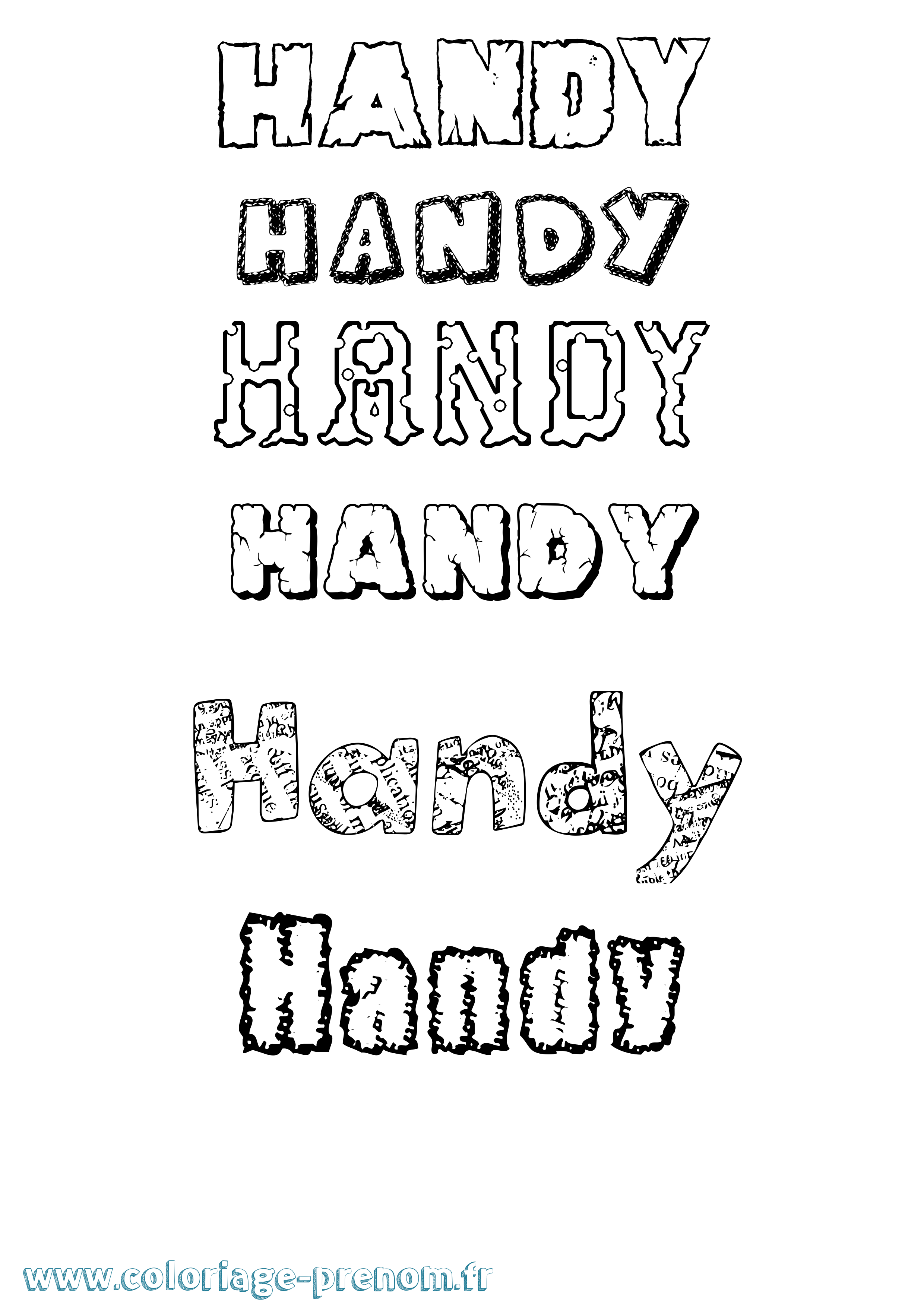 Coloriage Handy Destructuré Coloriage prénom Handy Destructuré