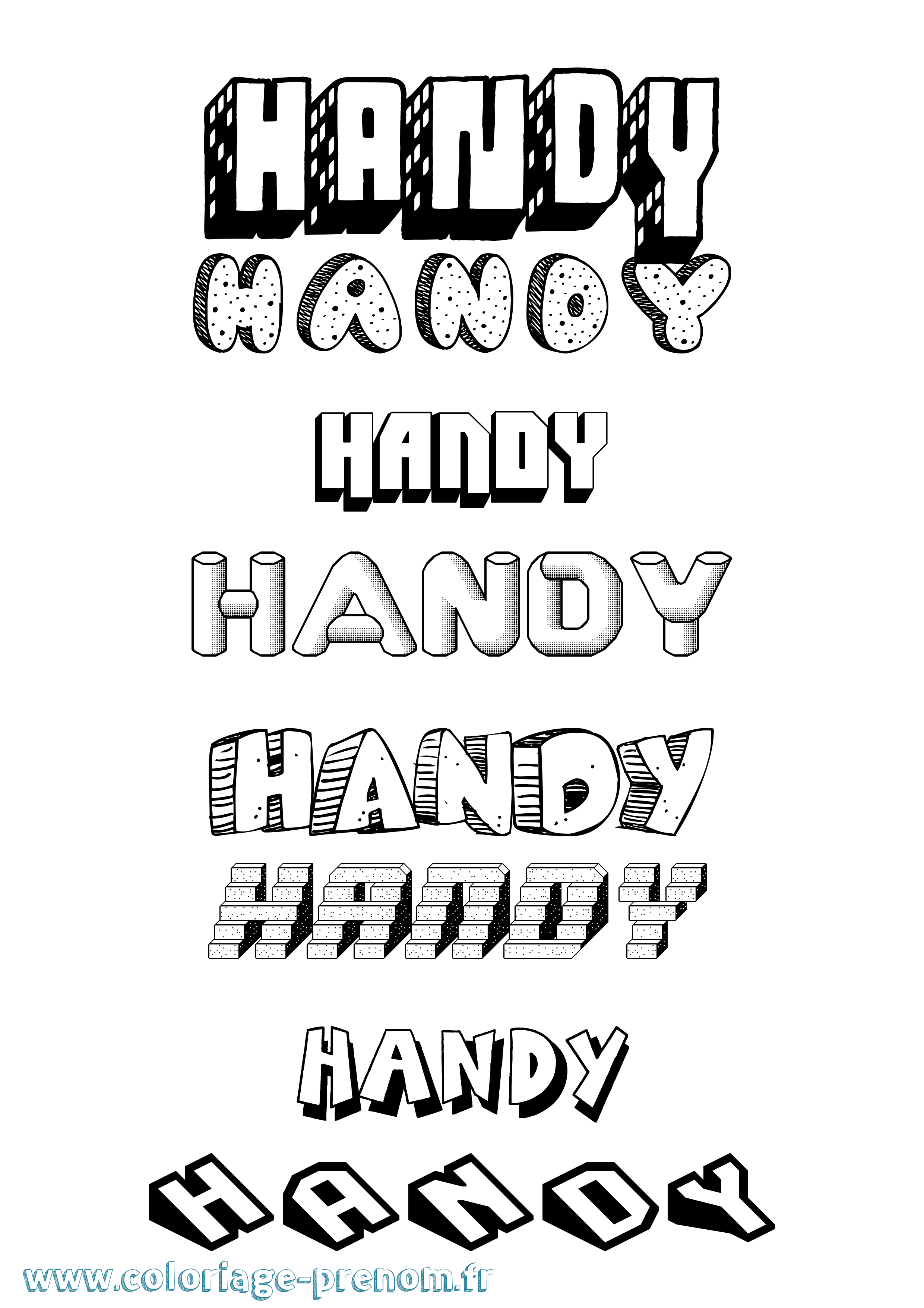 Coloriage Handy Effet 3D Coloriage prénom Handy Effet 3D