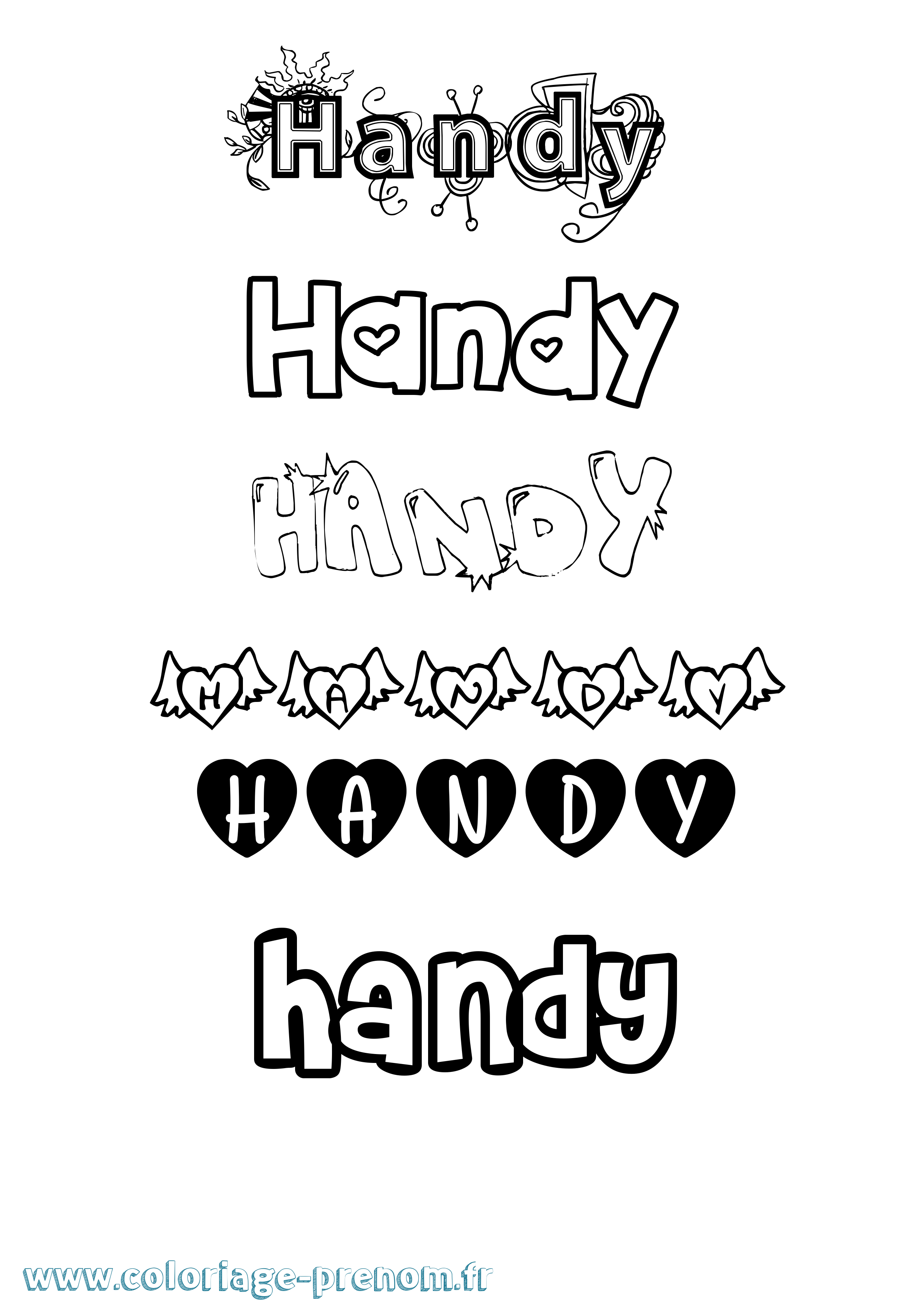 Coloriage prénom Handy Girly