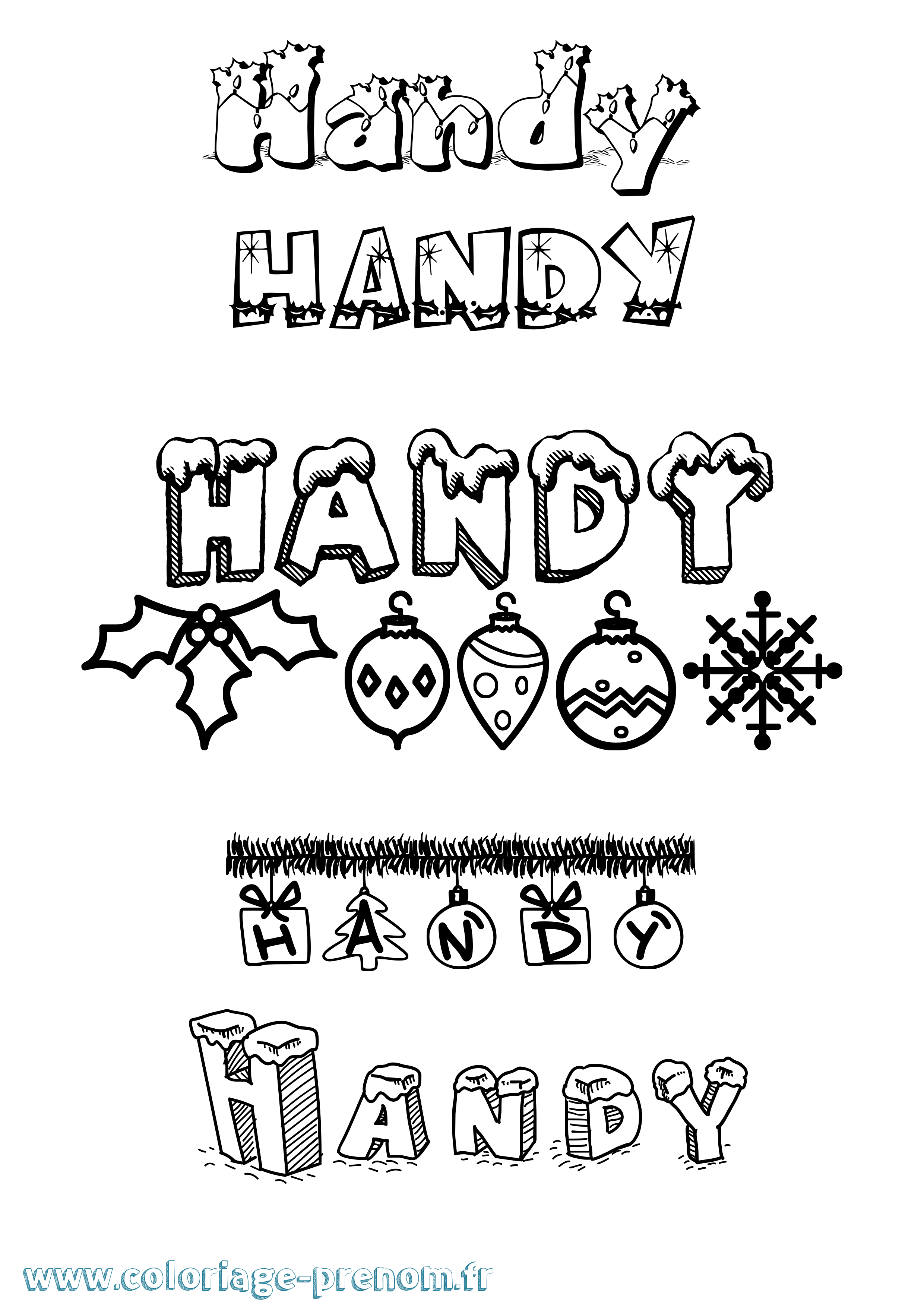 Coloriage Handy Noël Coloriage prénom Handy Noël