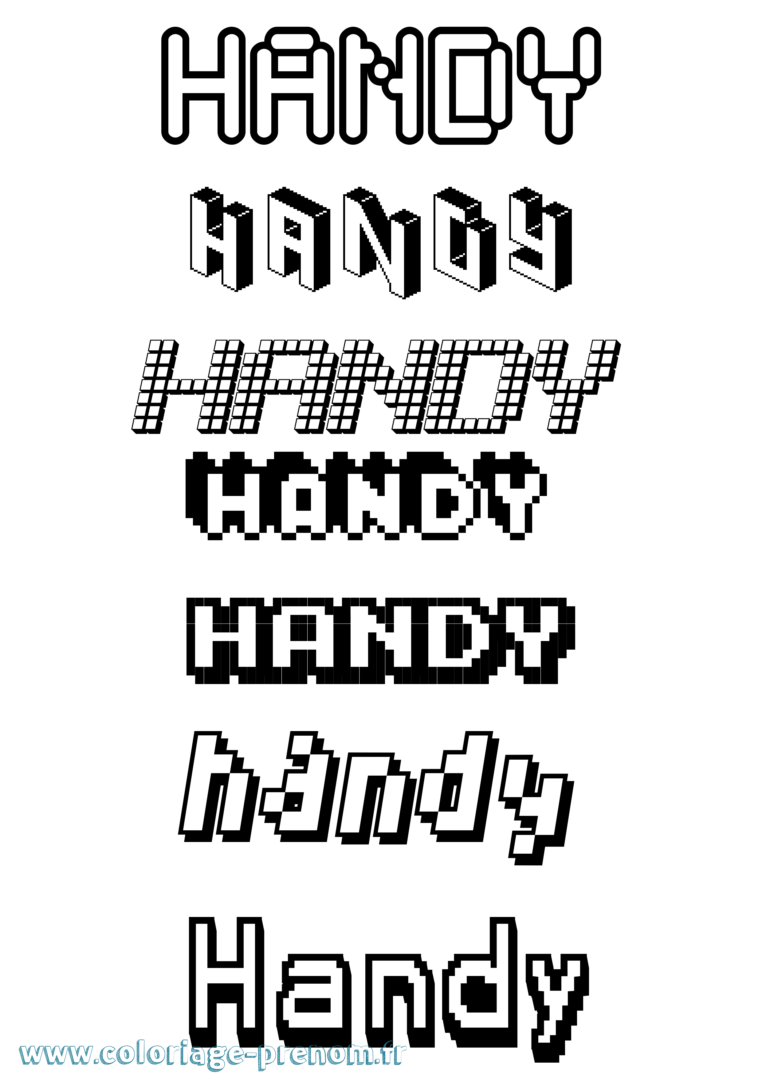 Coloriage prénom Handy Pixel