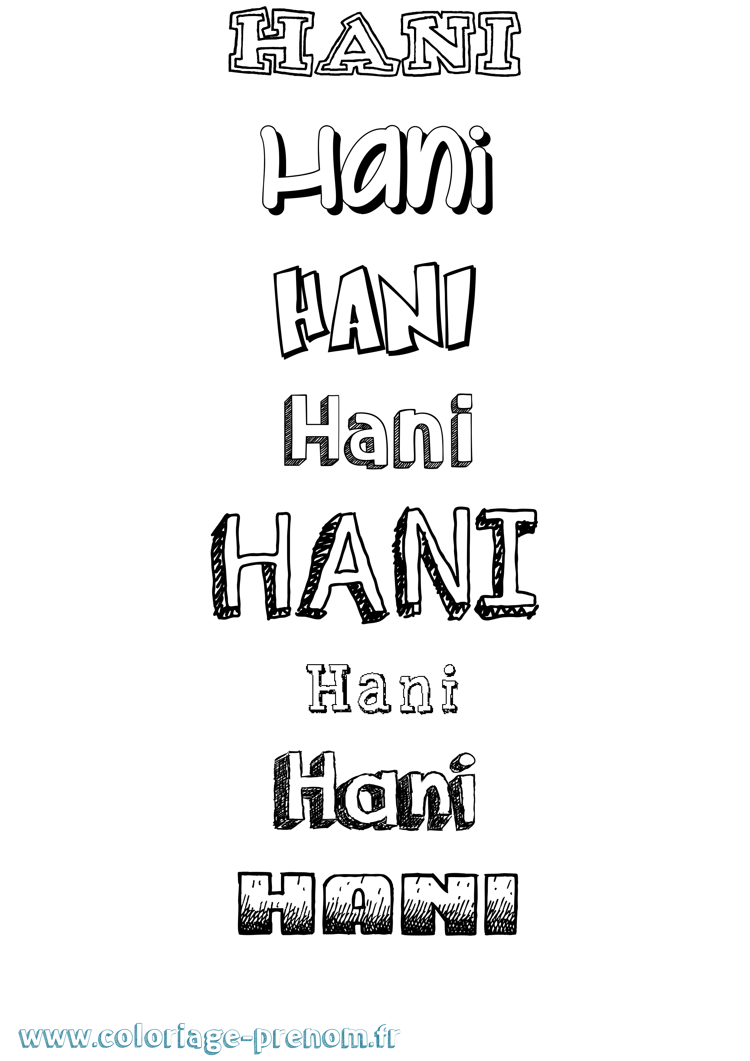 Coloriage prénom Hani Dessiné