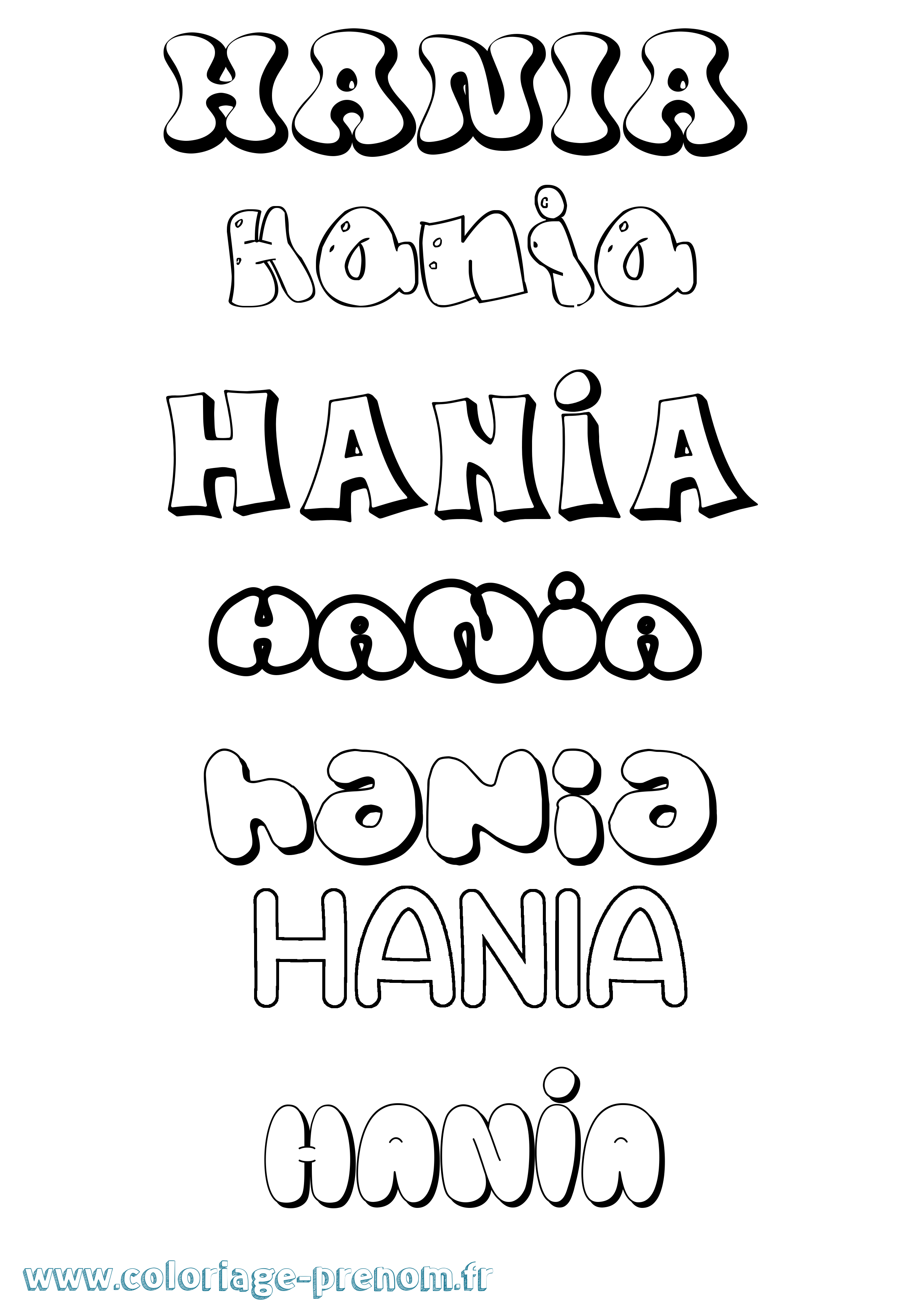 Coloriage Hania Bubble Coloriage prénom Hania Bubble