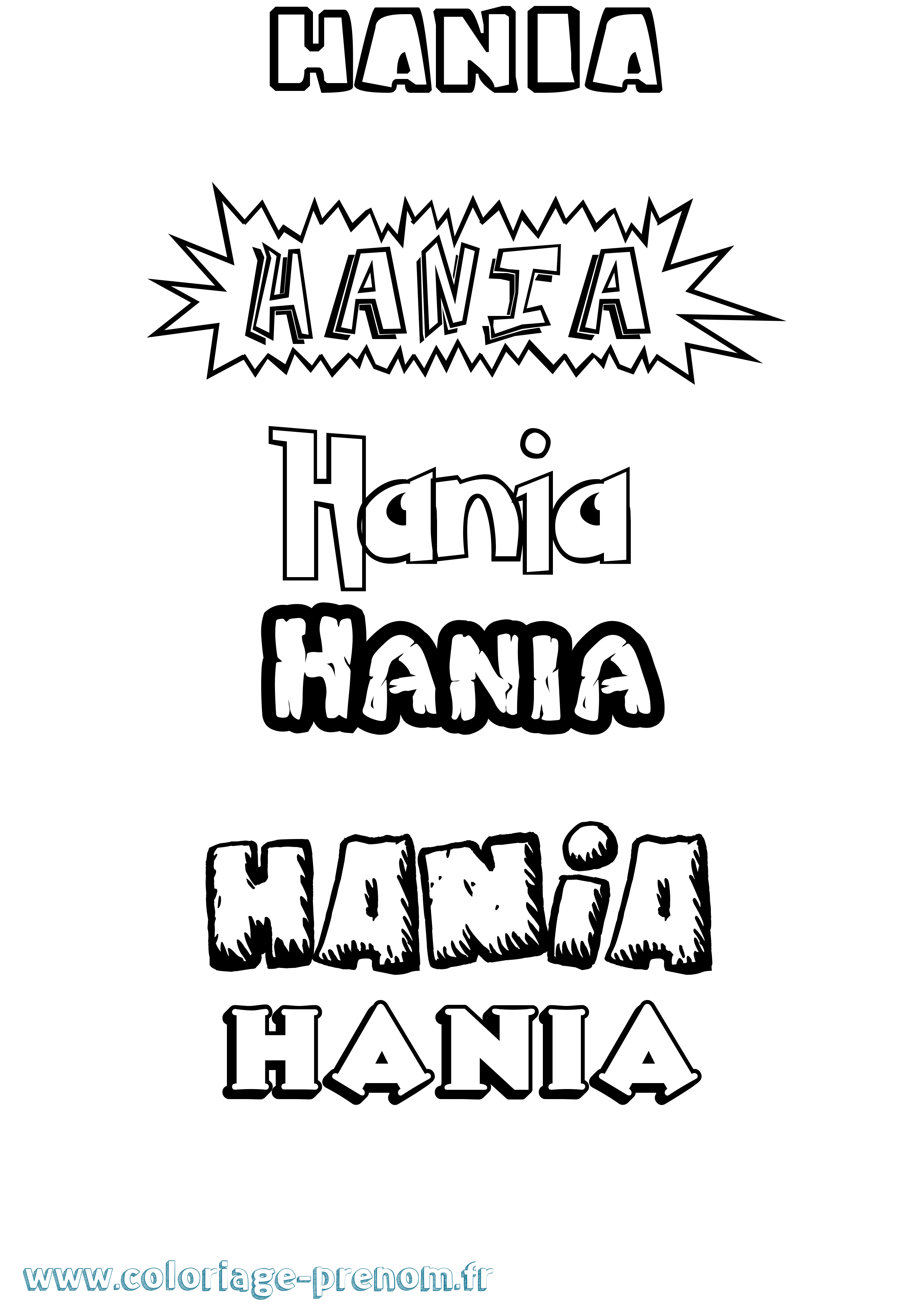 Coloriage prénom Hania