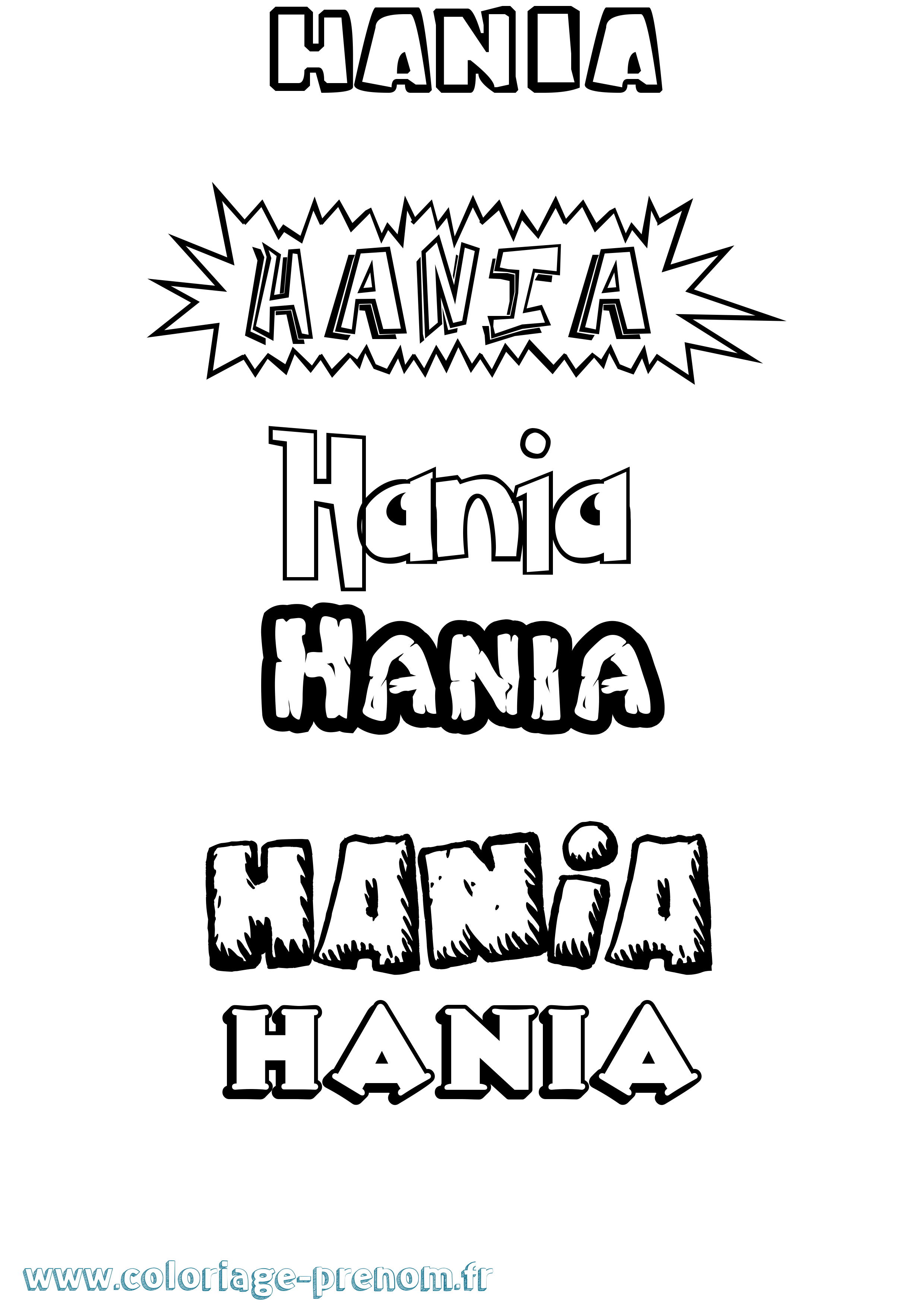 Coloriage Hania Dessin Animé Coloriage prénom Hania Dessin Animé