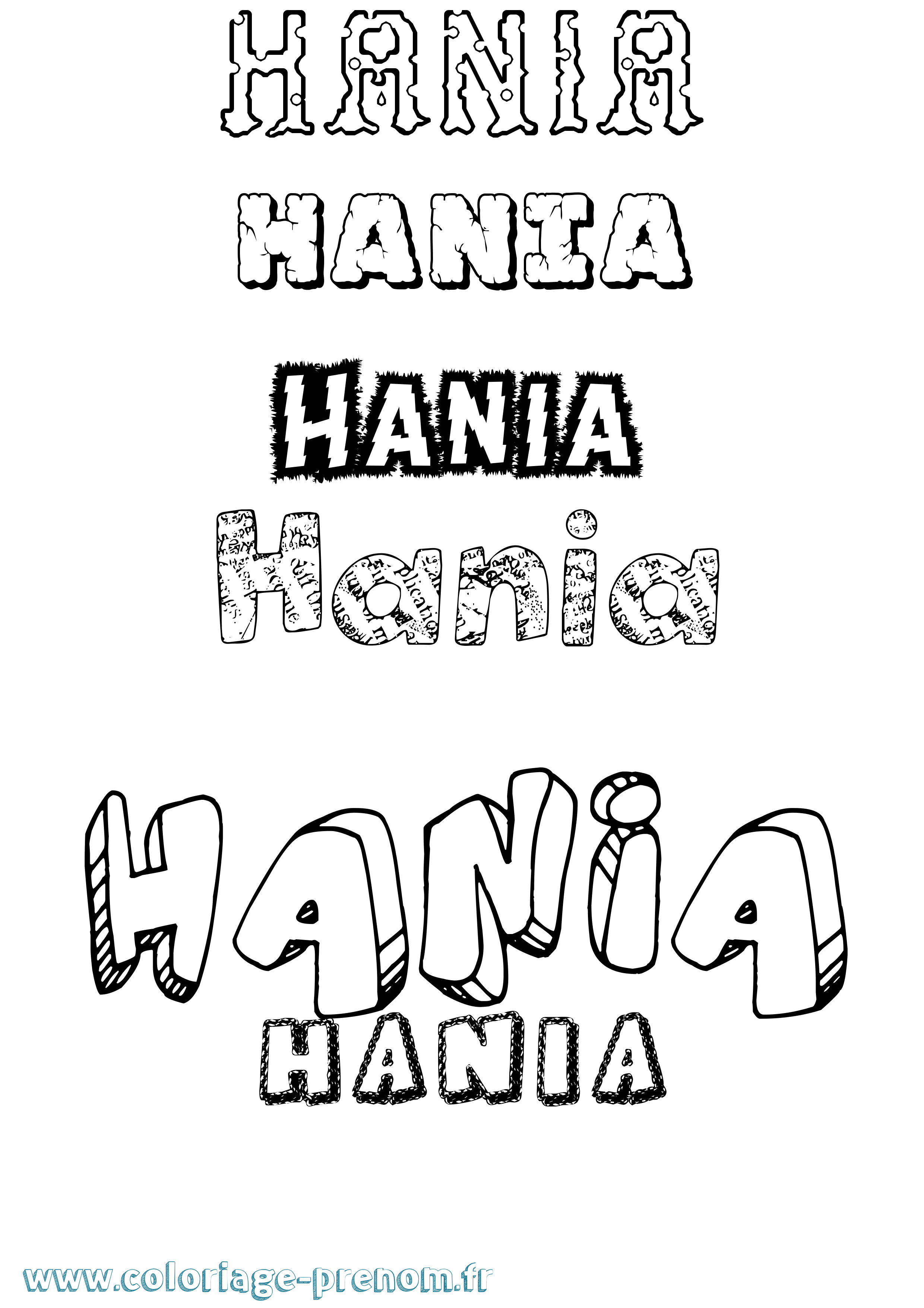 Coloriage Hania Destructuré Coloriage prénom Hania Destructuré