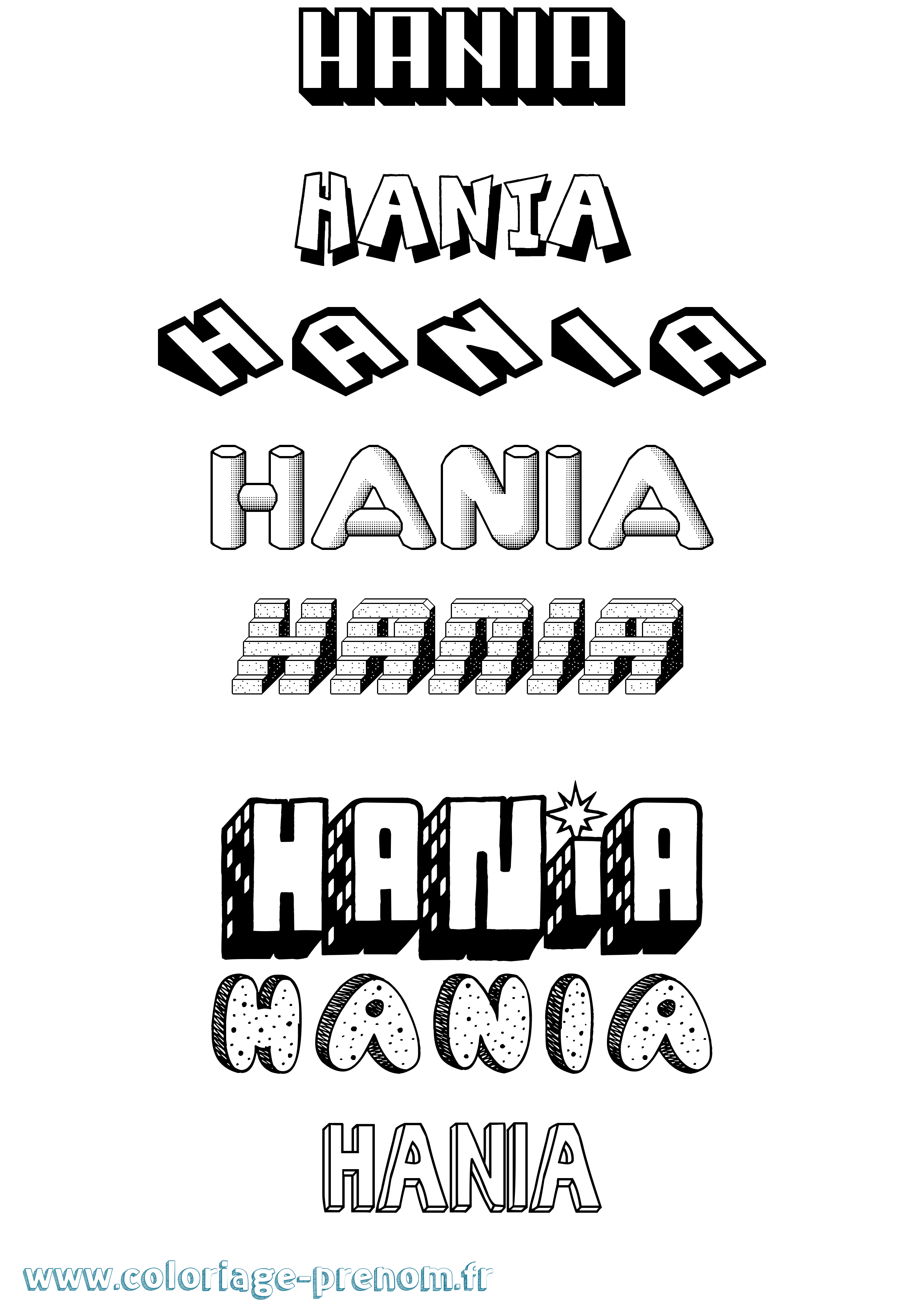 Coloriage Hania Effet 3D Coloriage prénom Hania Effet 3D