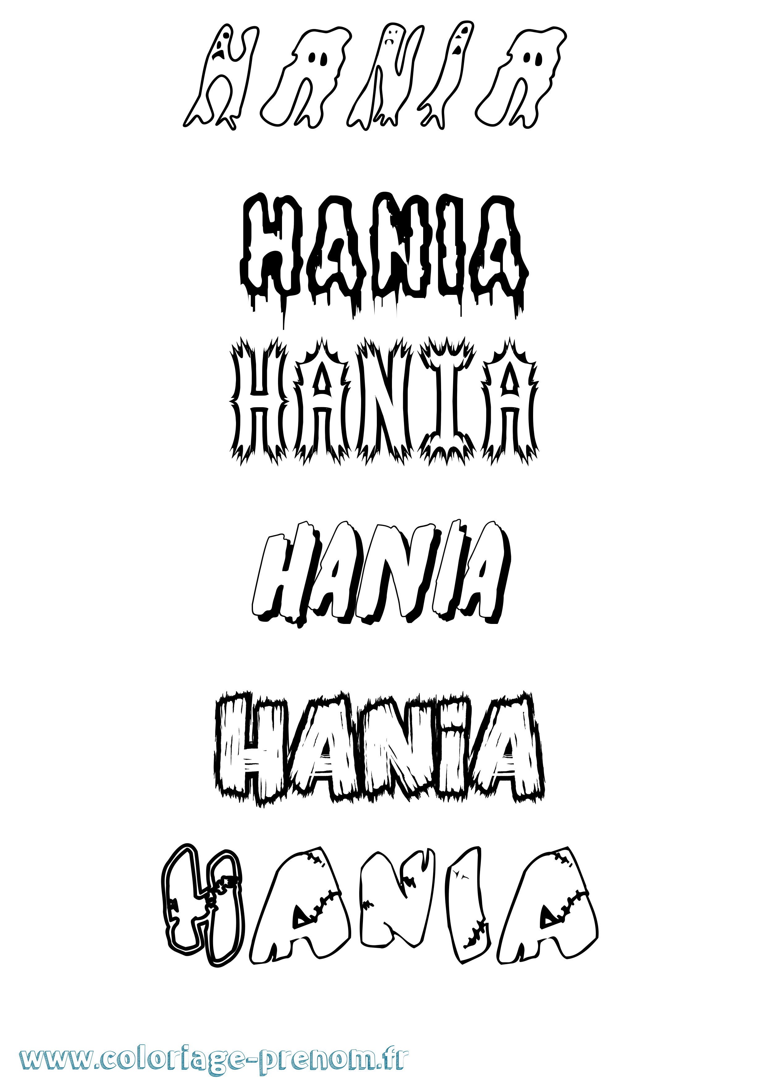 Coloriage Hania Frisson Coloriage prénom Hania Frisson