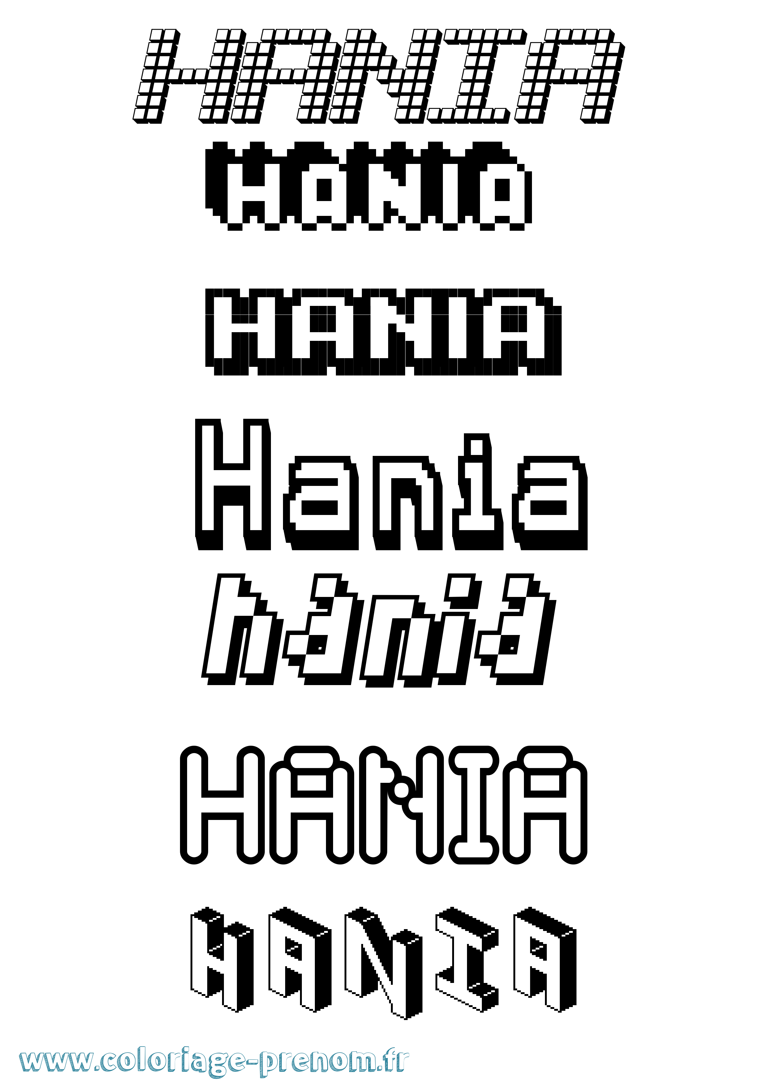 Coloriage Hania Pixel Coloriage prénom Hania Pixel