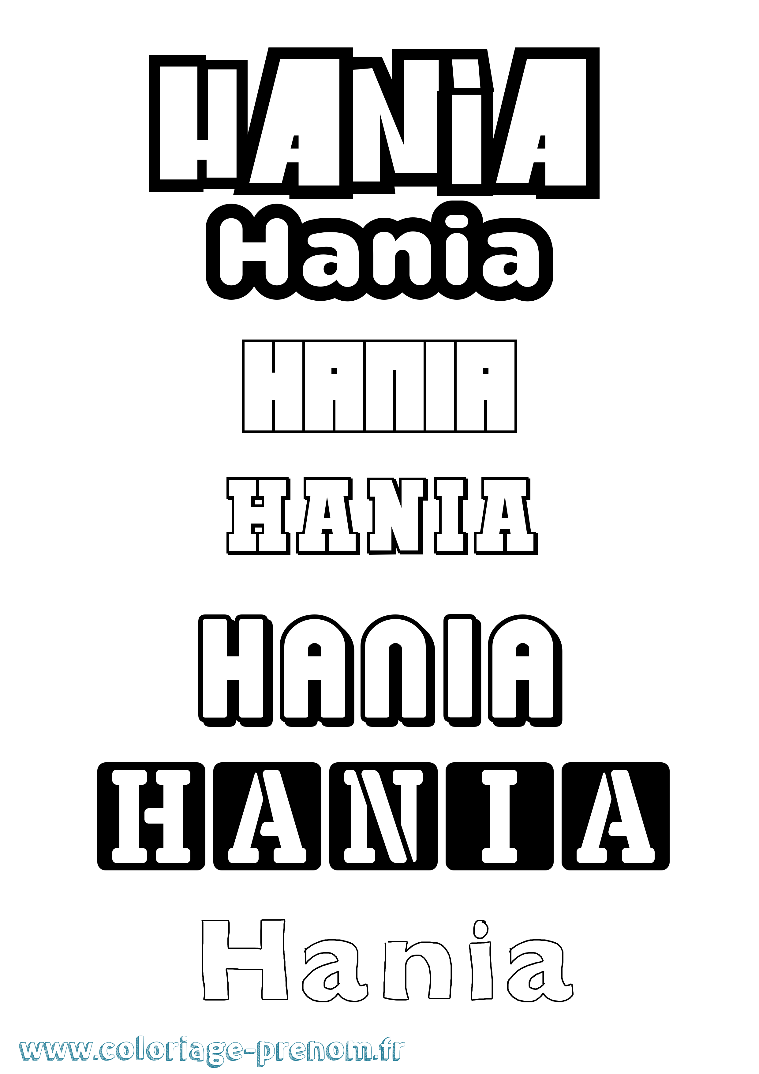 Coloriage prénom Hania