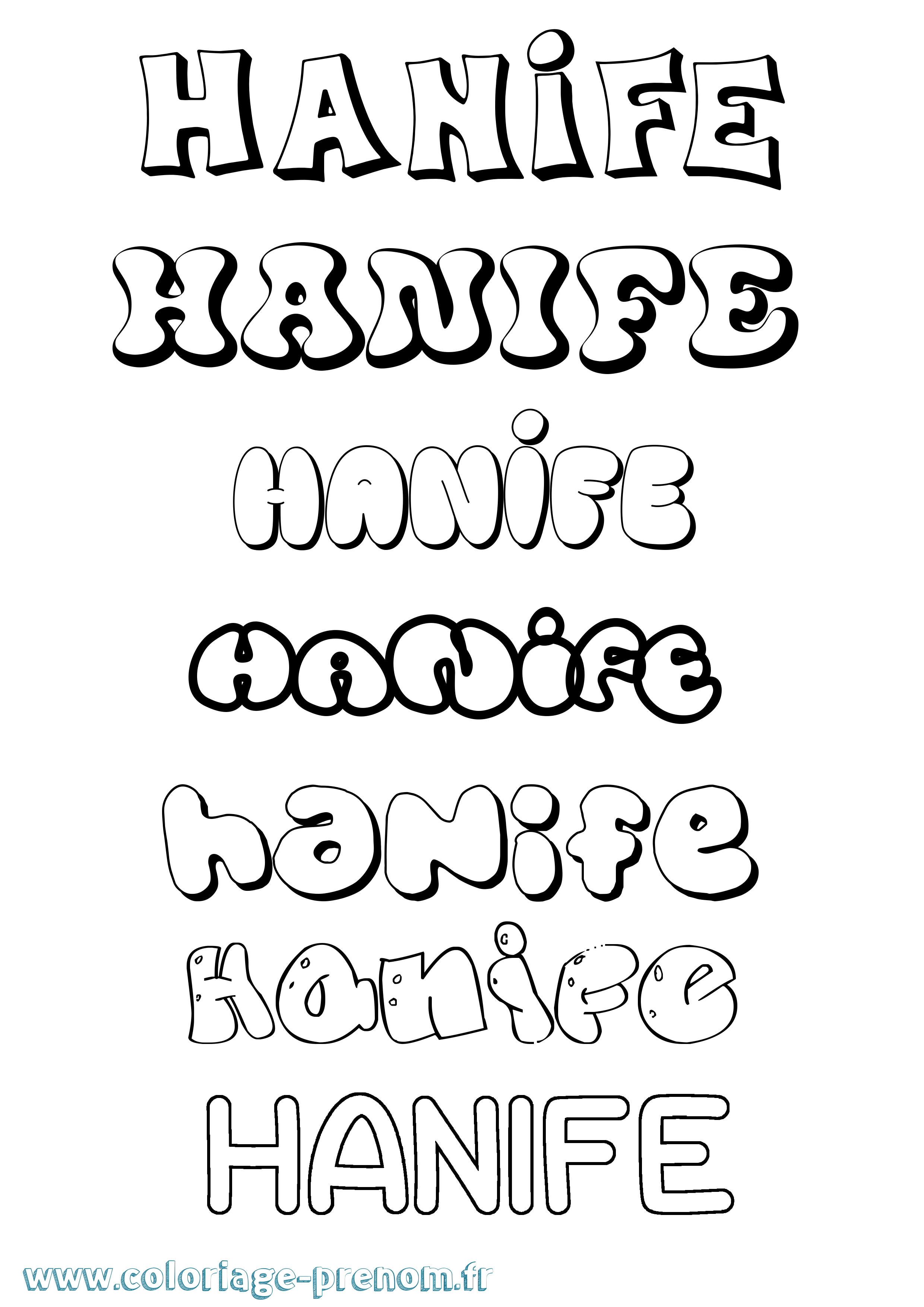 Coloriage Hanife Bubble Coloriage prénom Hanife Bubble