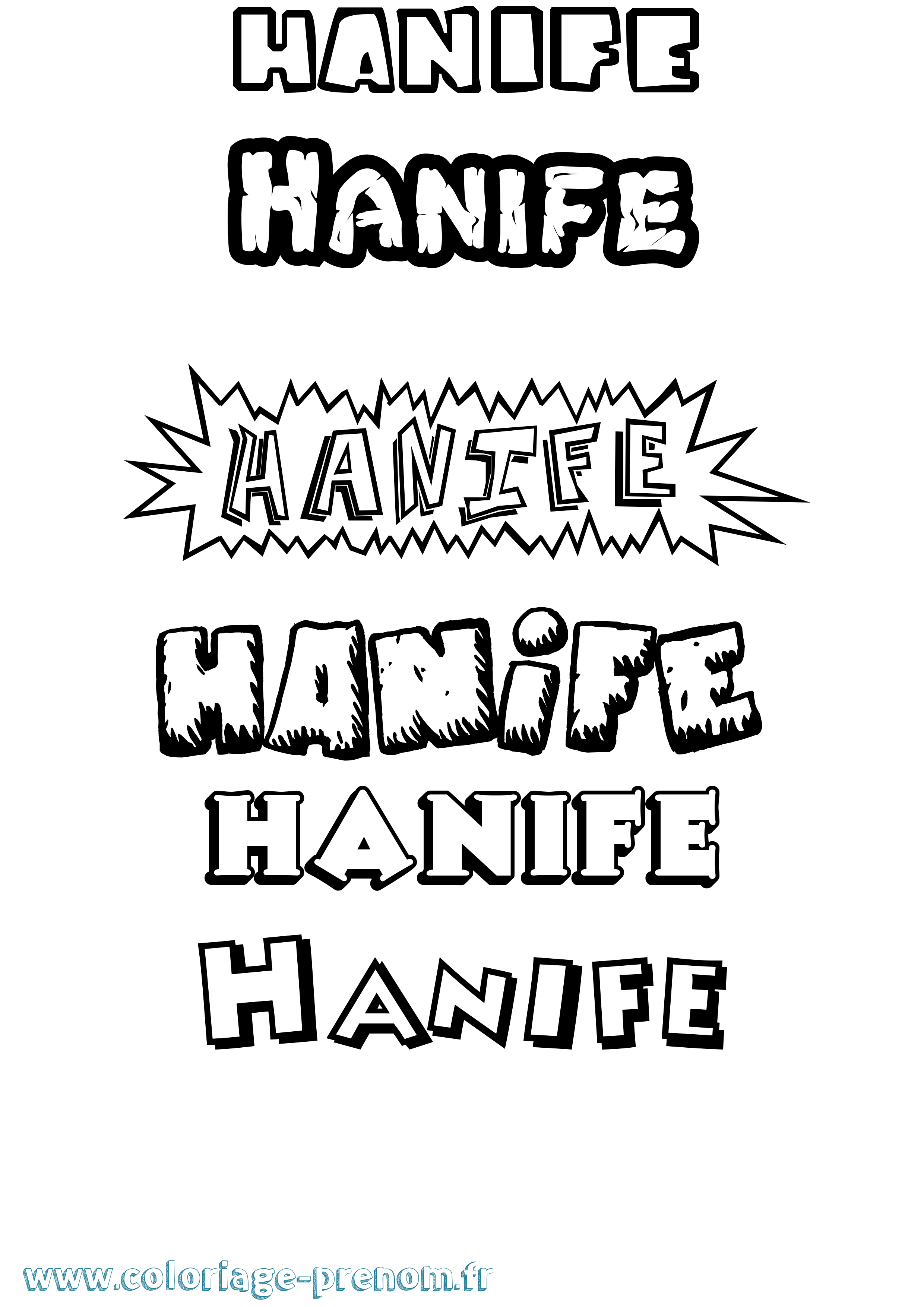 Coloriage Hanife Dessin Animé Coloriage prénom Hanife Dessin Animé