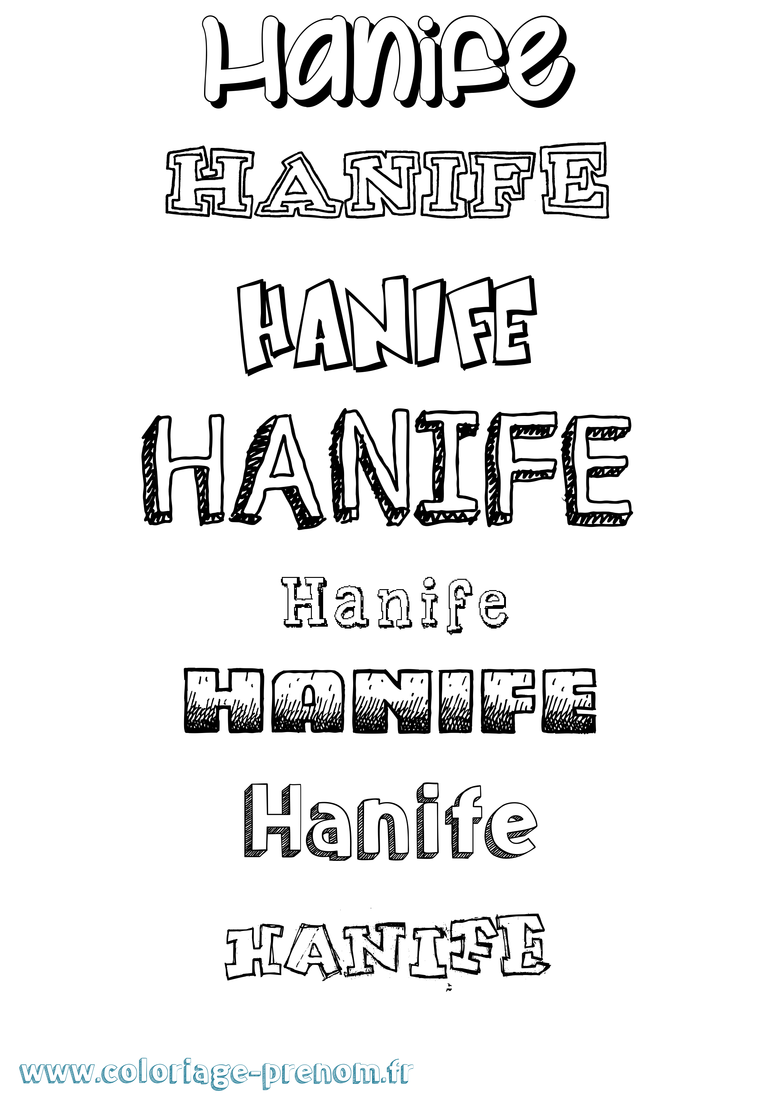 Coloriage Hanife Dessiné Coloriage prénom Hanife Dessiné