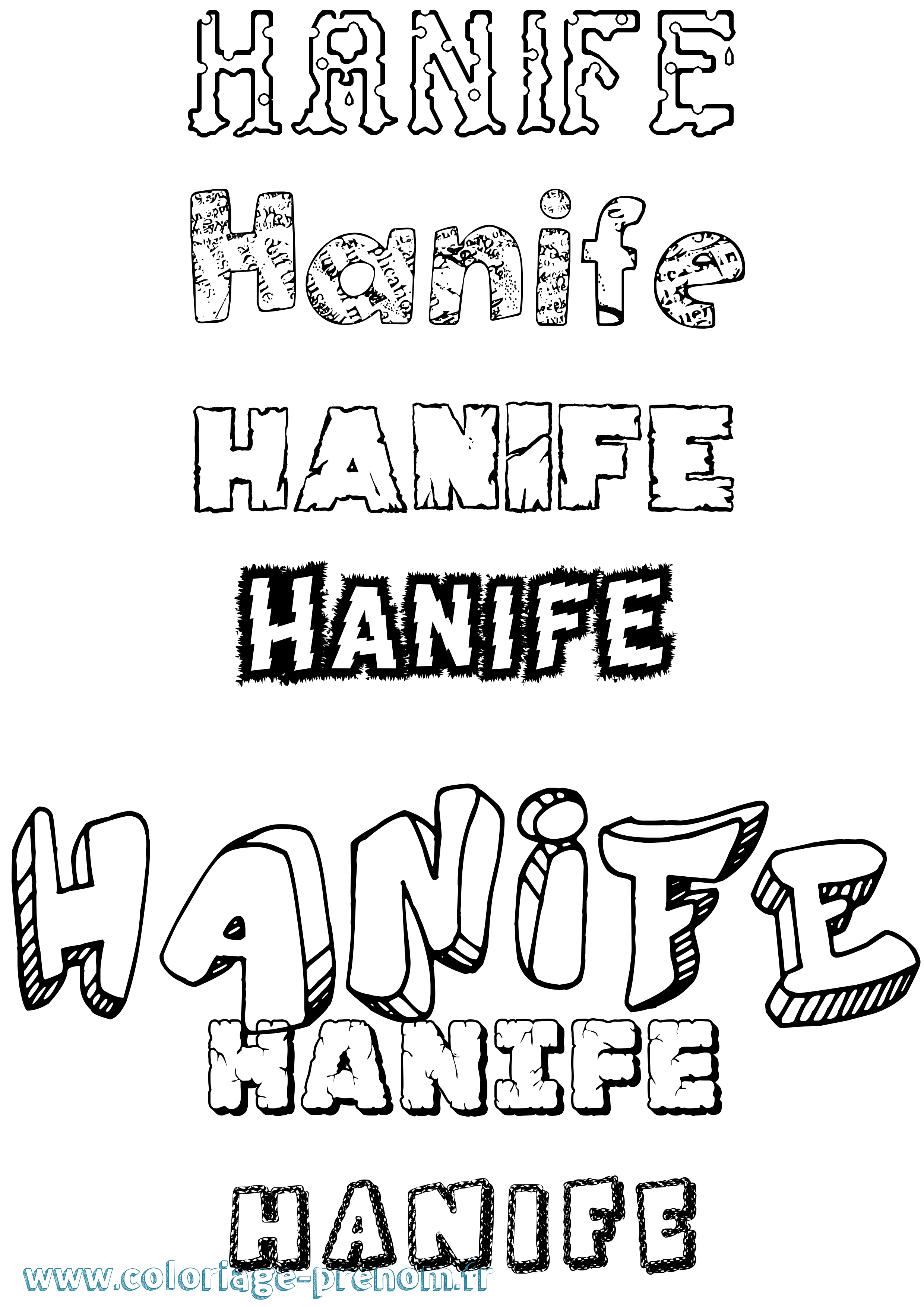 Coloriage Hanife Destructuré Coloriage prénom Hanife Destructuré