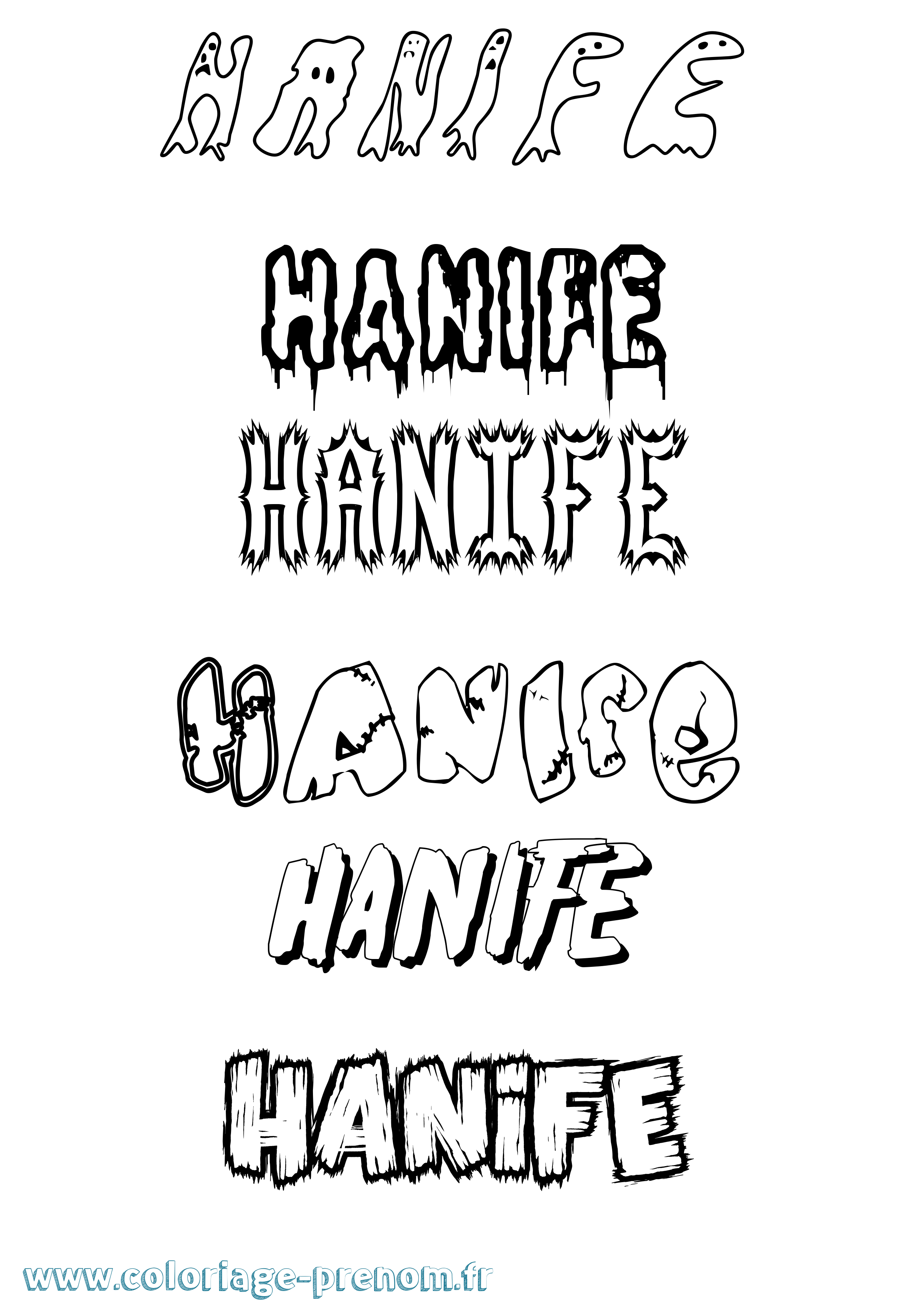 Coloriage Hanife Frisson Coloriage prénom Hanife Frisson