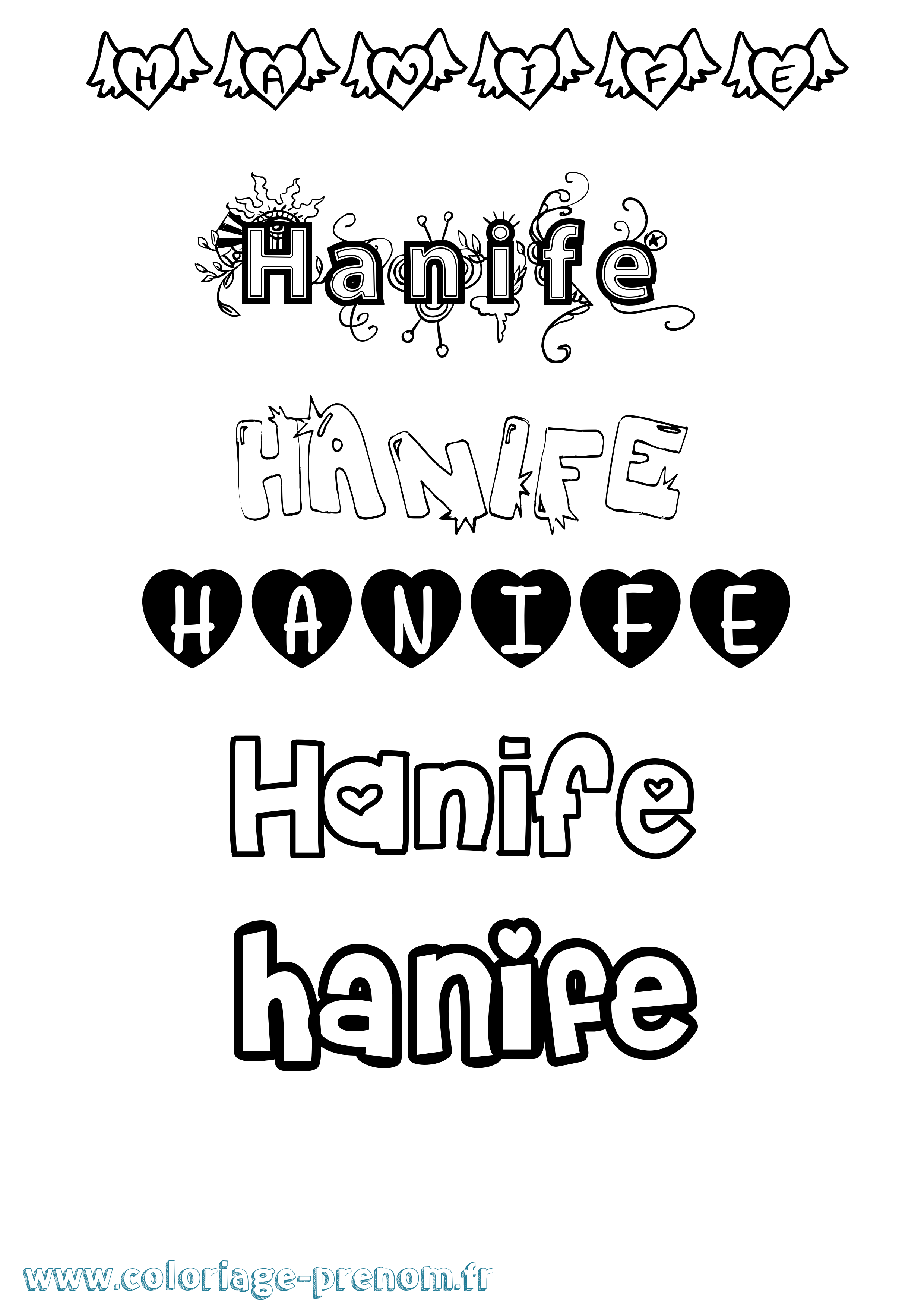 Coloriage Hanife Girly Coloriage prénom Hanife Girly