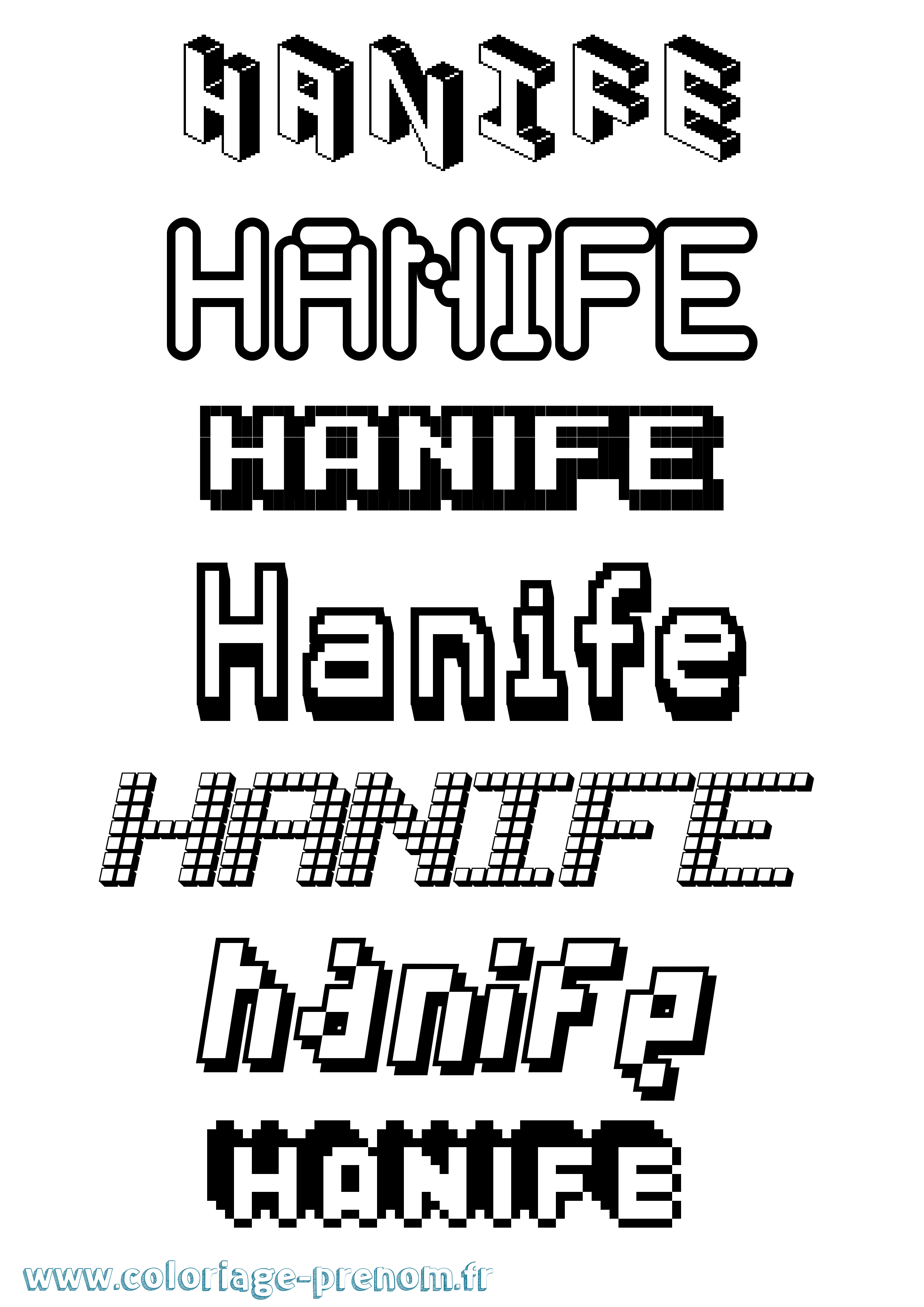 Coloriage Hanife Pixel Coloriage prénom Hanife Pixel