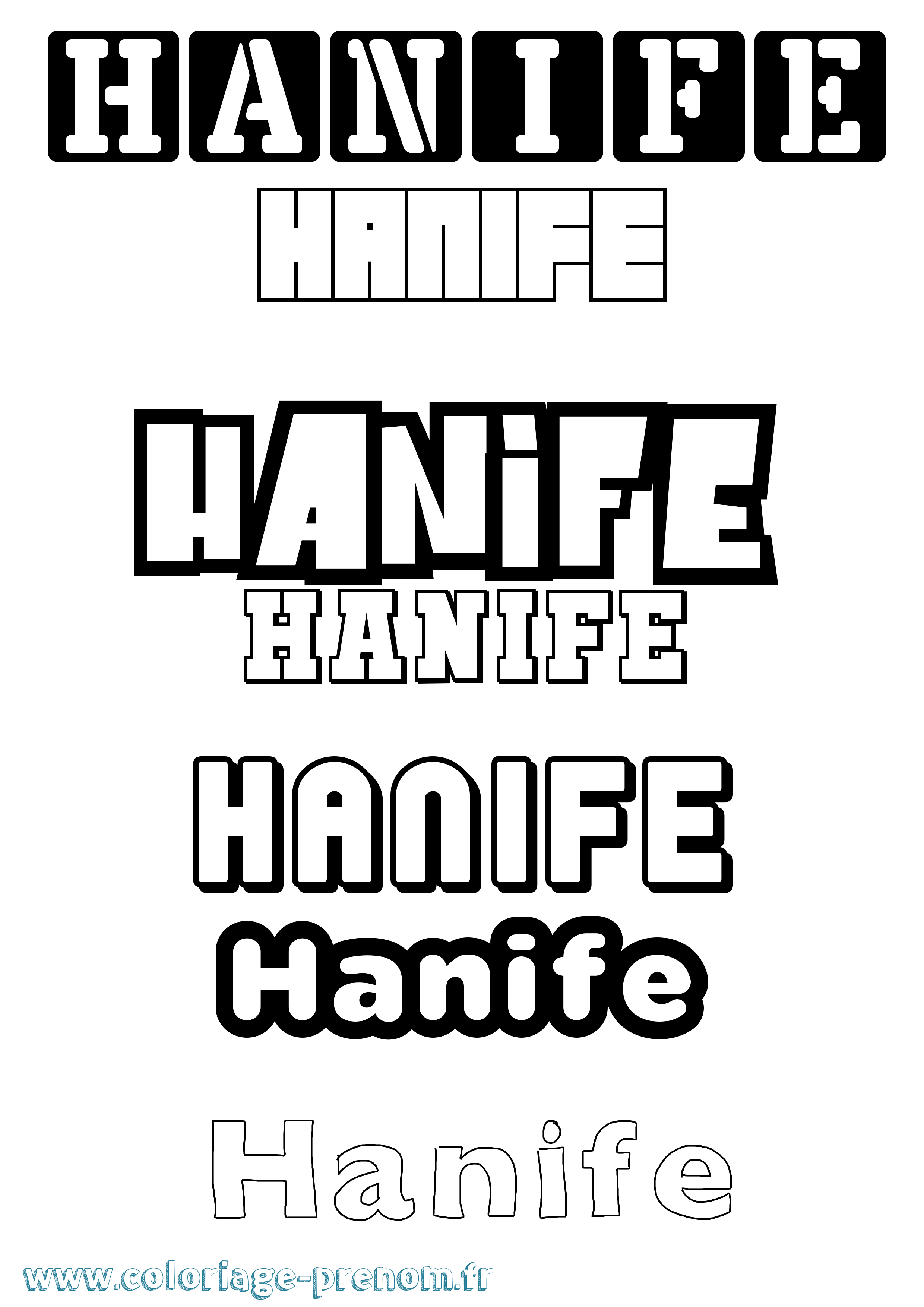 Coloriage Hanife Simple Coloriage prénom Hanife Simple